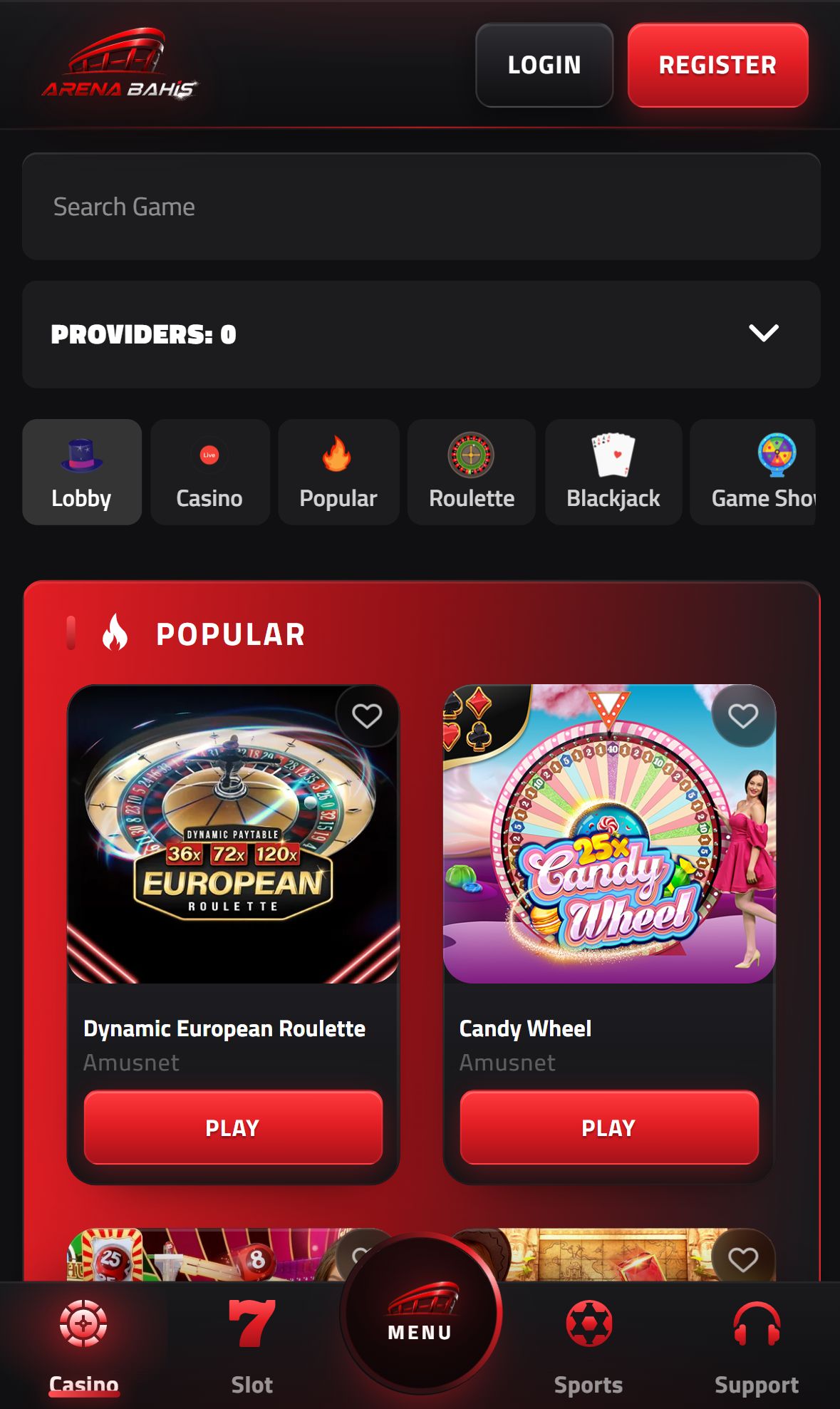 Arenabahis — Lobby (Mobile)