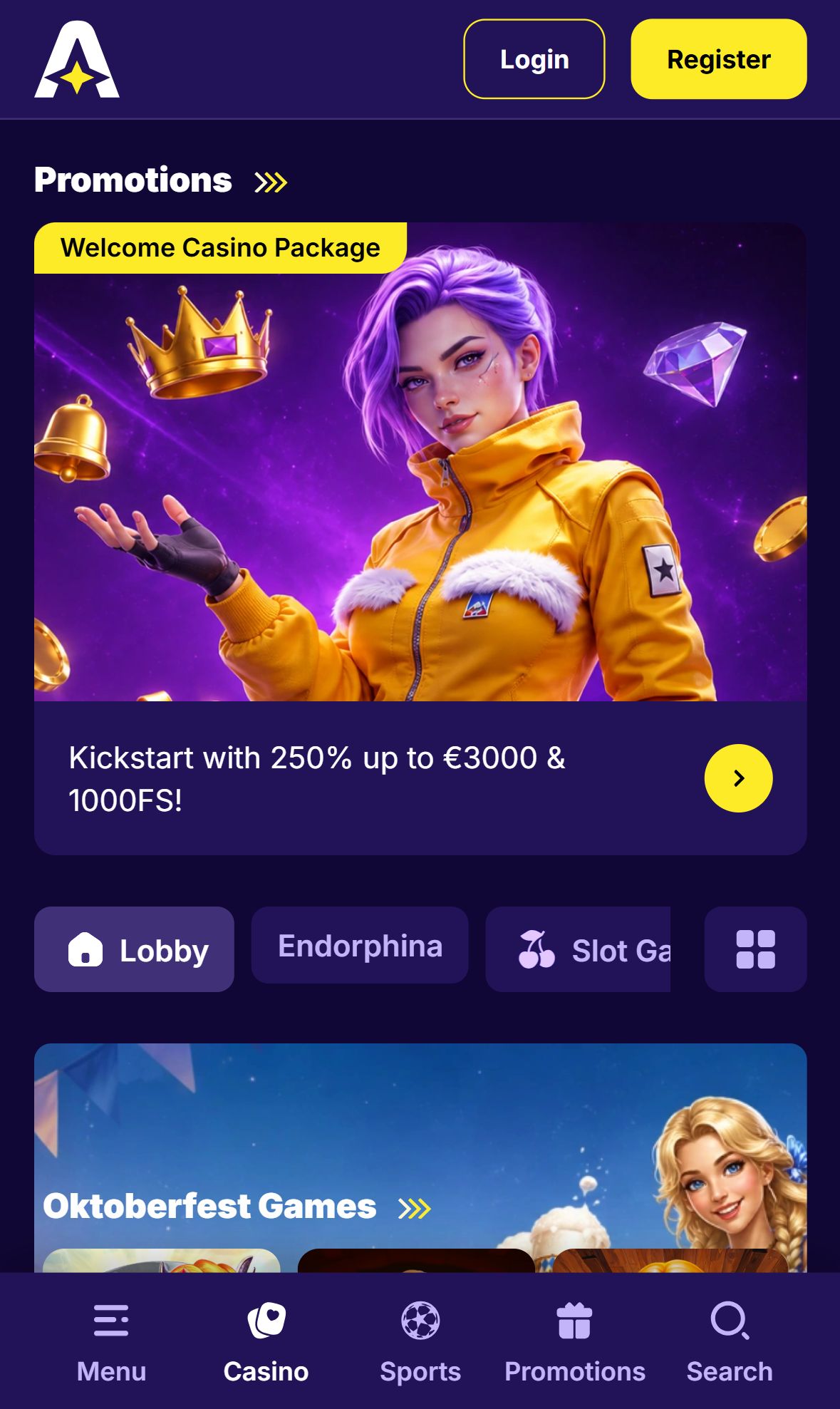 Astrozino — Lobby (Mobile)