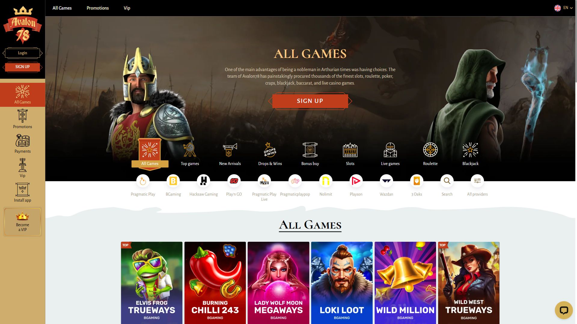 Avalon78 — Lobby (Desktop)