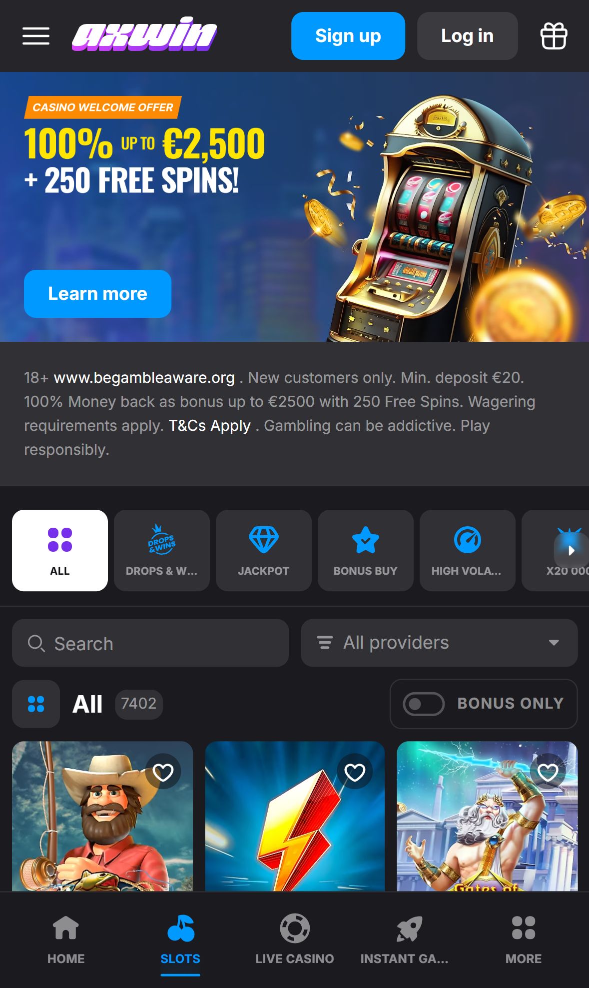 AxWin — Lobby (Mobile)