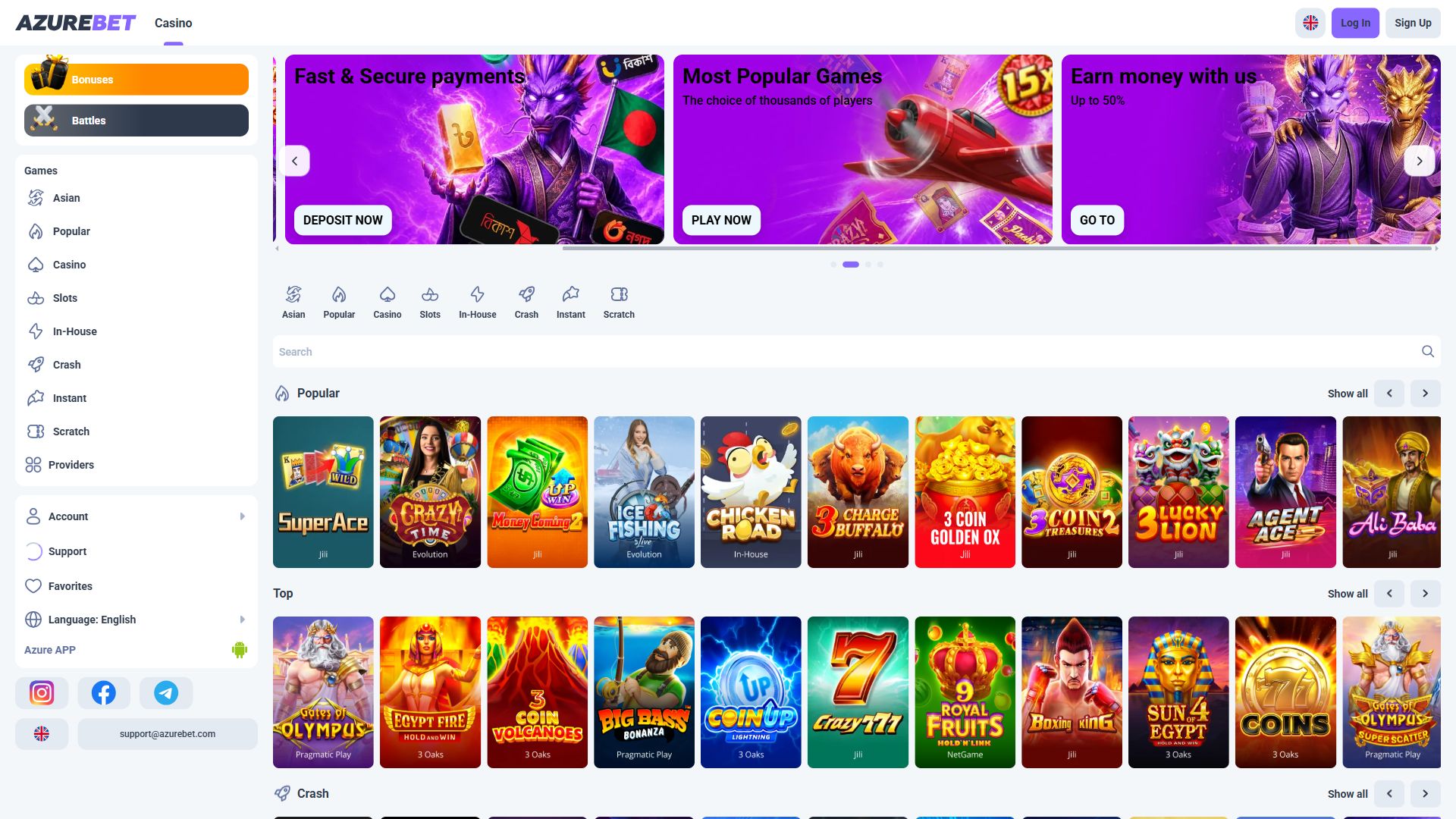 Azurebet — Homepage (Desktop)