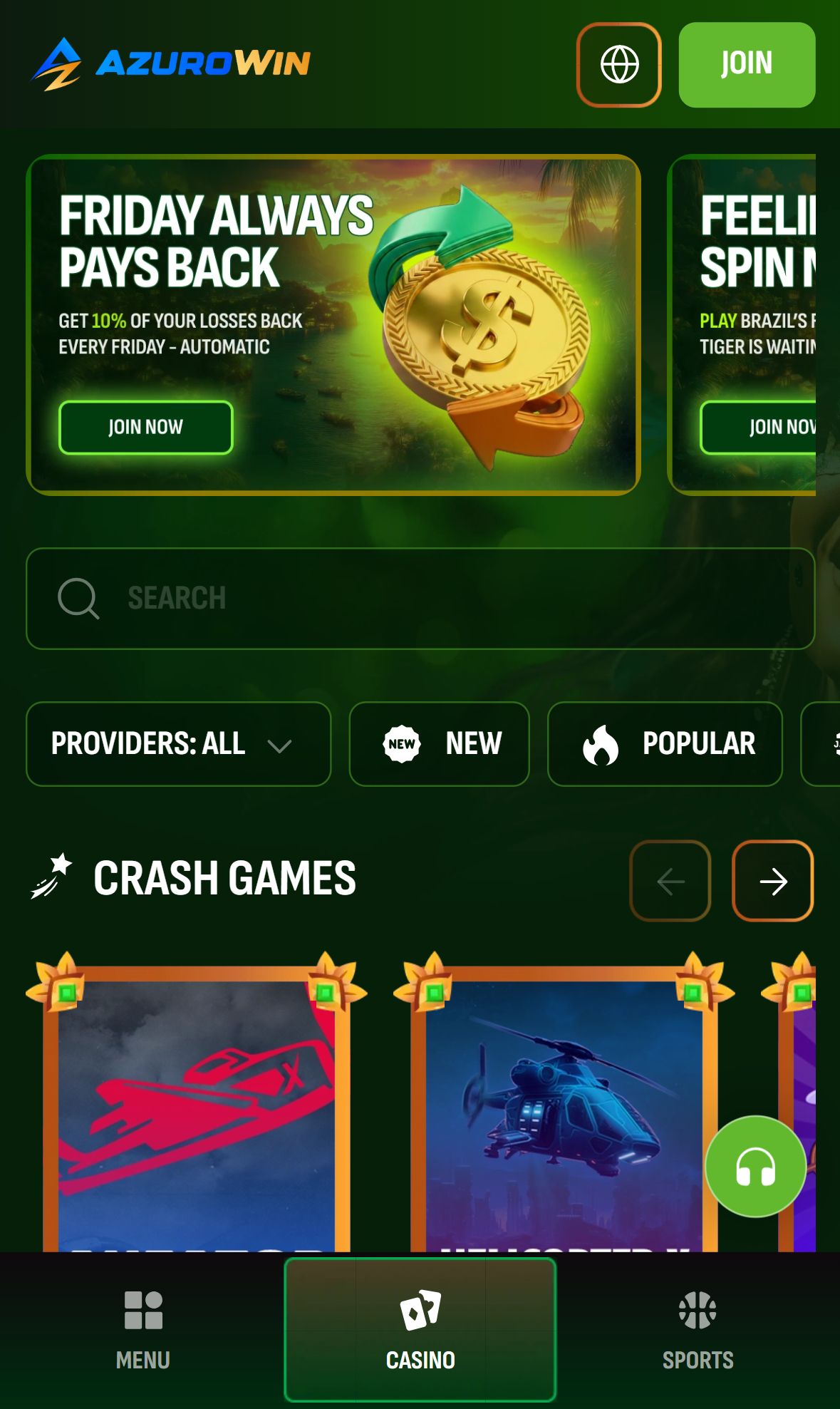 AZUROWIN — Lobby (Mobile)