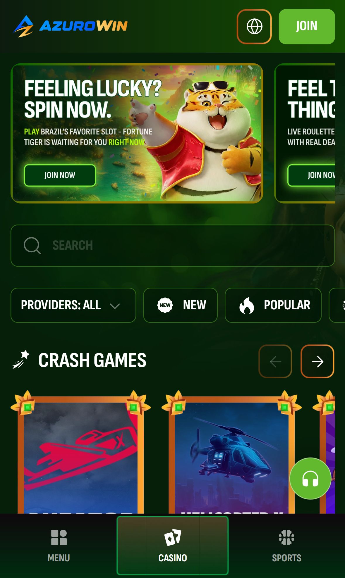 AZUROWIN — Homepage (Mobile)