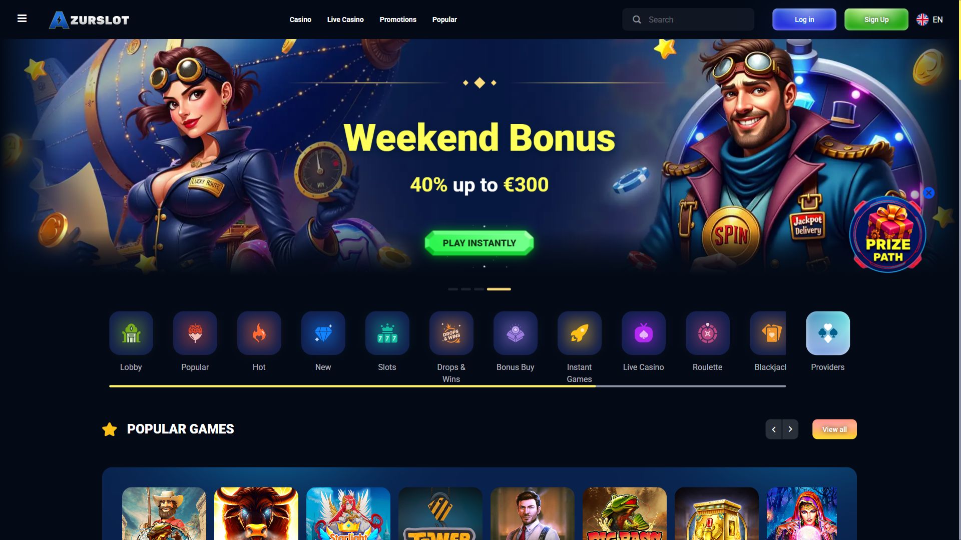 AzurSlot — Homepage (Desktop)