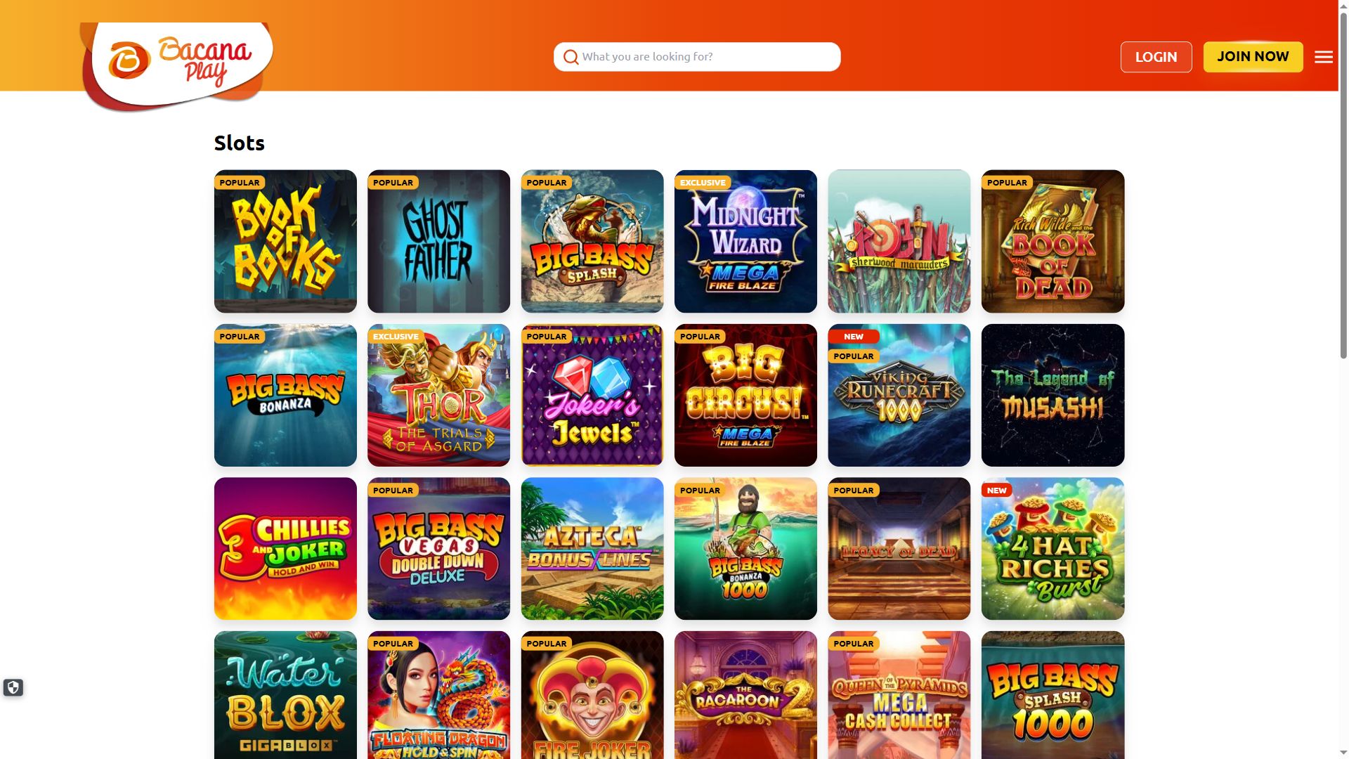 Bacanaplay — Lobby (Desktop)