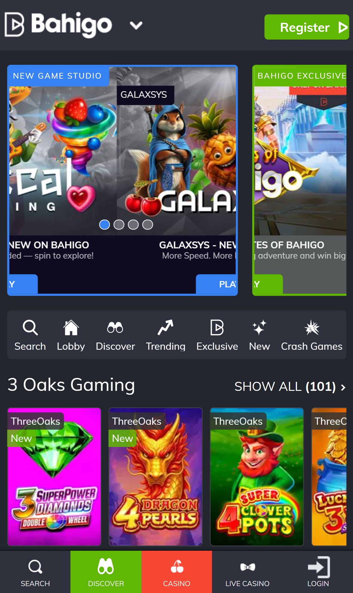 Bahigo — Lobby (Mobile)