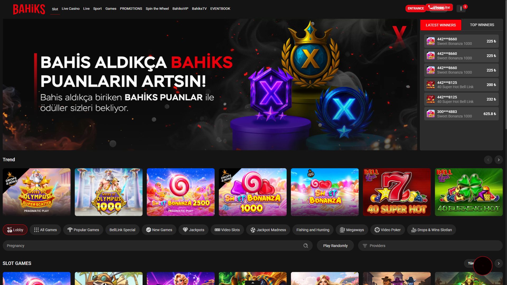 Bahiks — Lobby (Desktop)