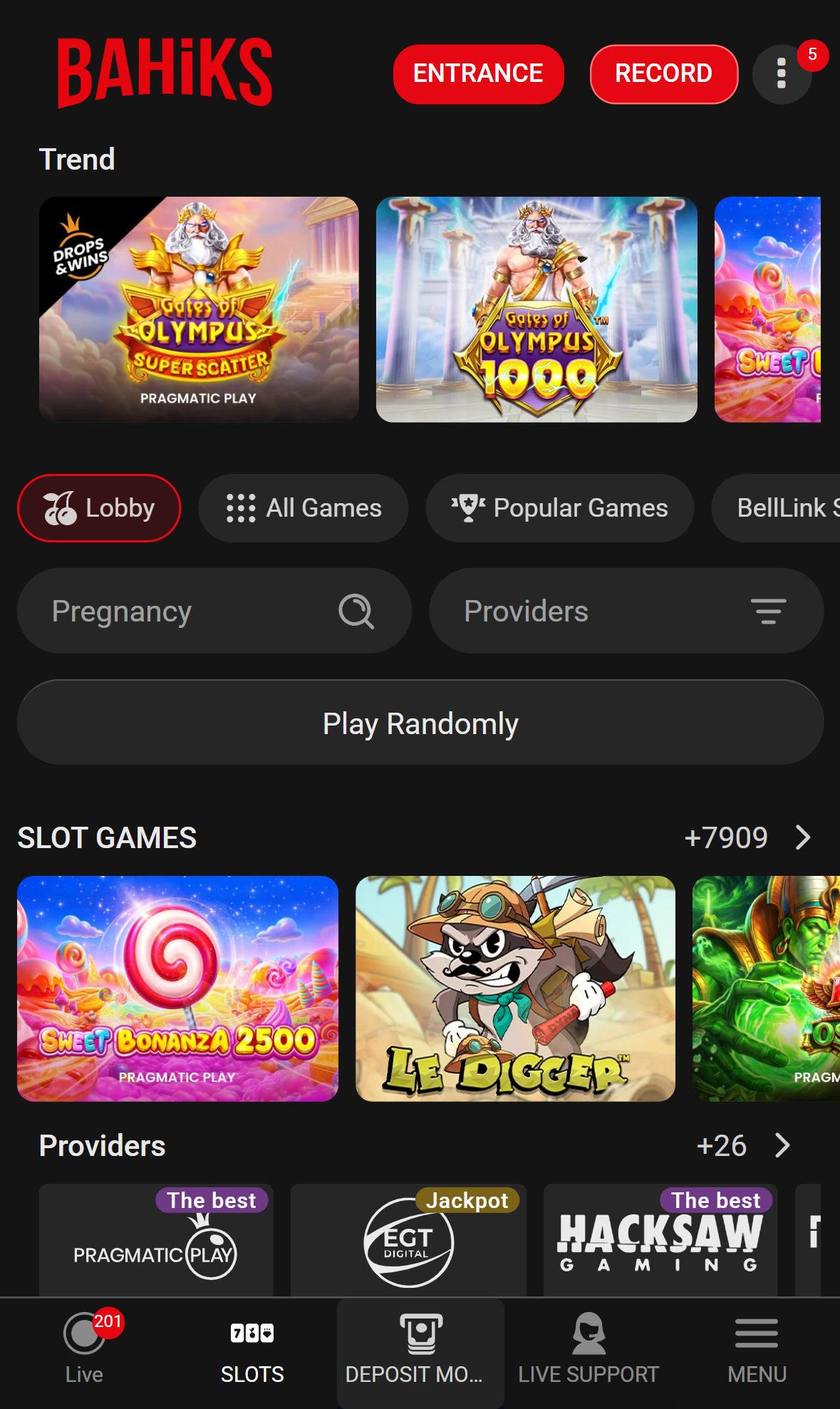 Bahiks — Lobby (Mobile)