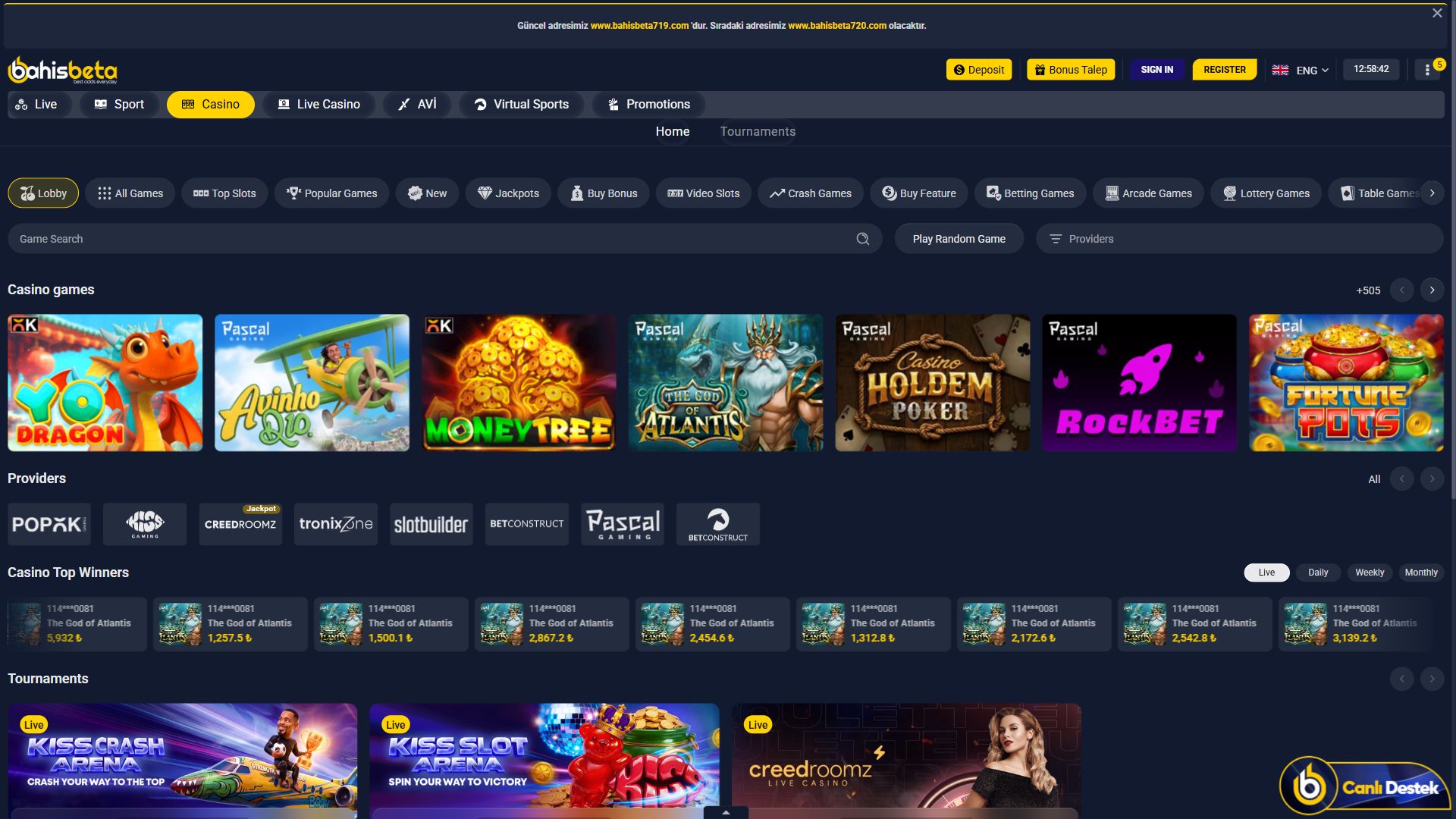 Bahisbeta — Lobby (Desktop)