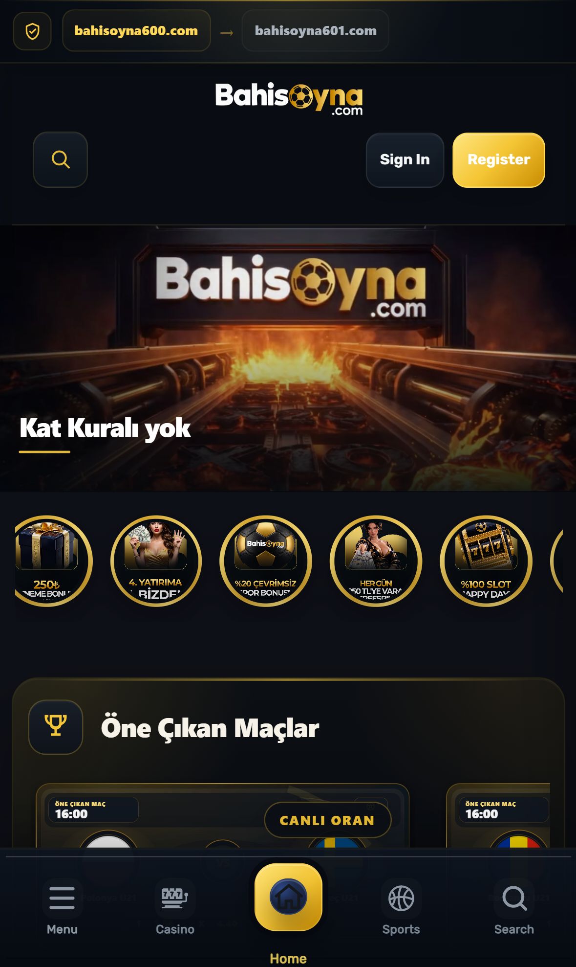 Bahisoyna — Homepage (Mobile)