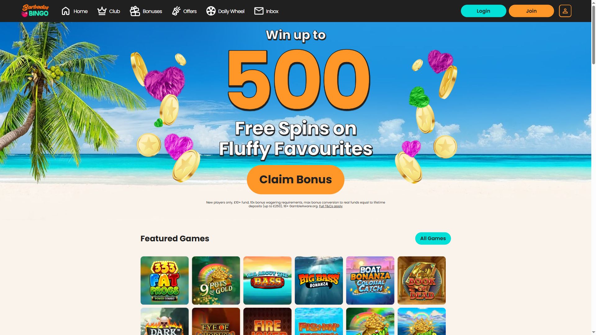 Barbados Bingo — Homepage (Desktop)