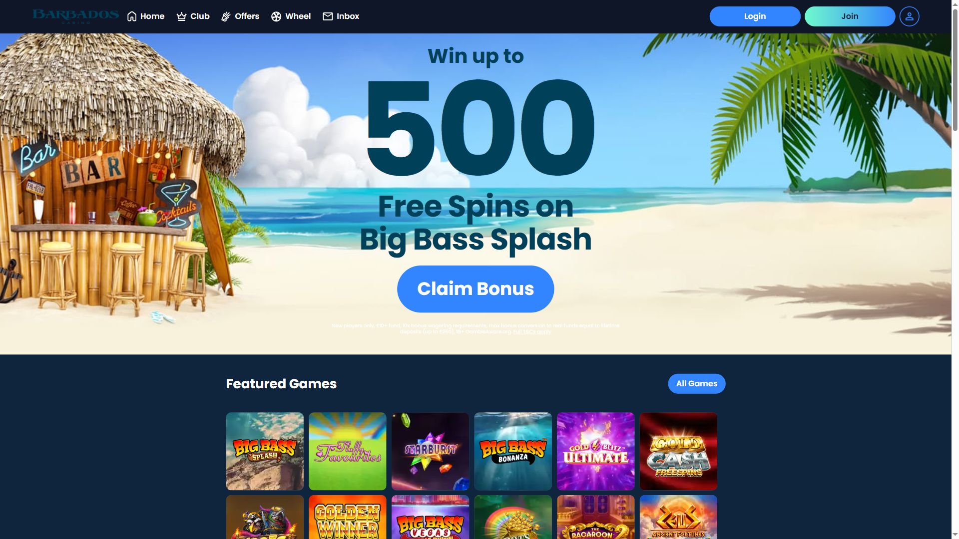 Barbados Casino — Homepage (Desktop)