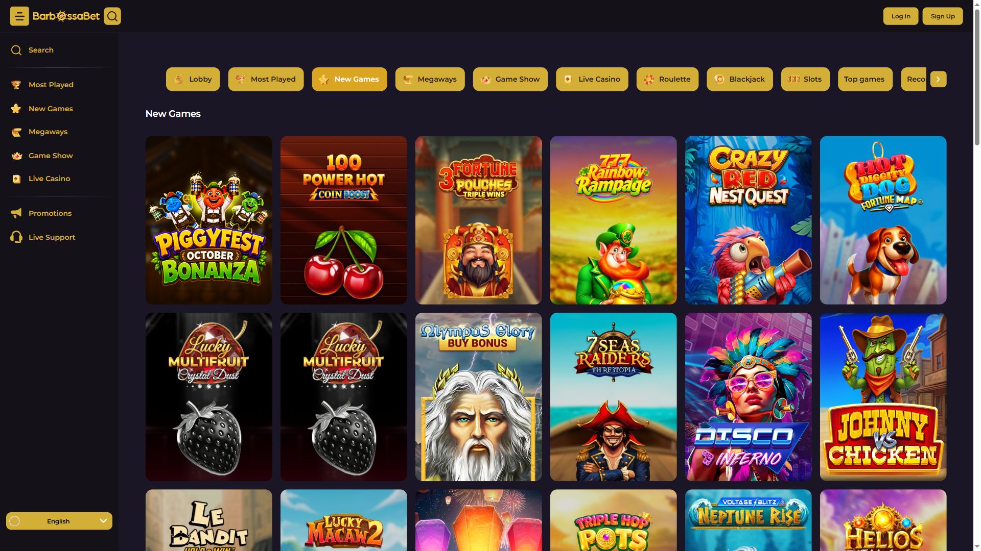 Barbossabet — Lobby (Desktop)