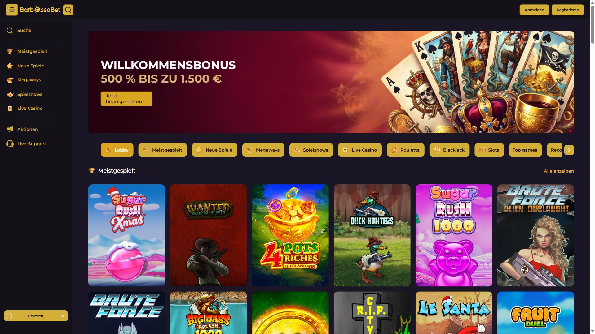 Barbossabet — Startseite (Desktop)