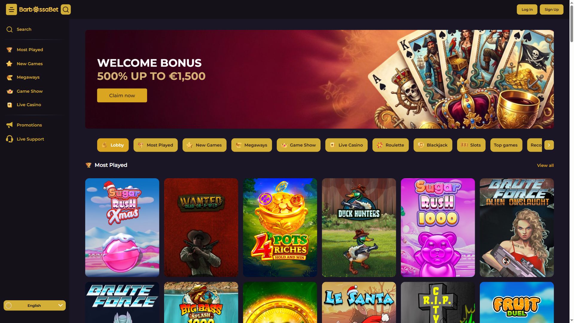 Barbossabet — Homepage (Desktop)