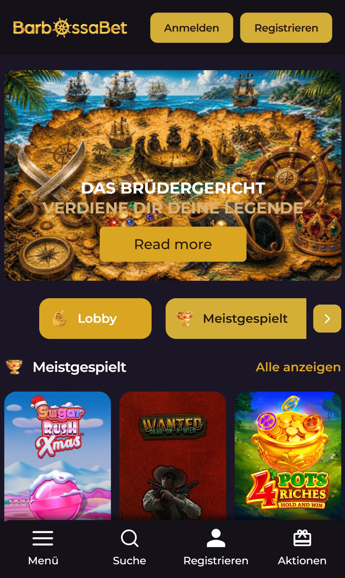 Barbossabet — Startseite (Mobil)