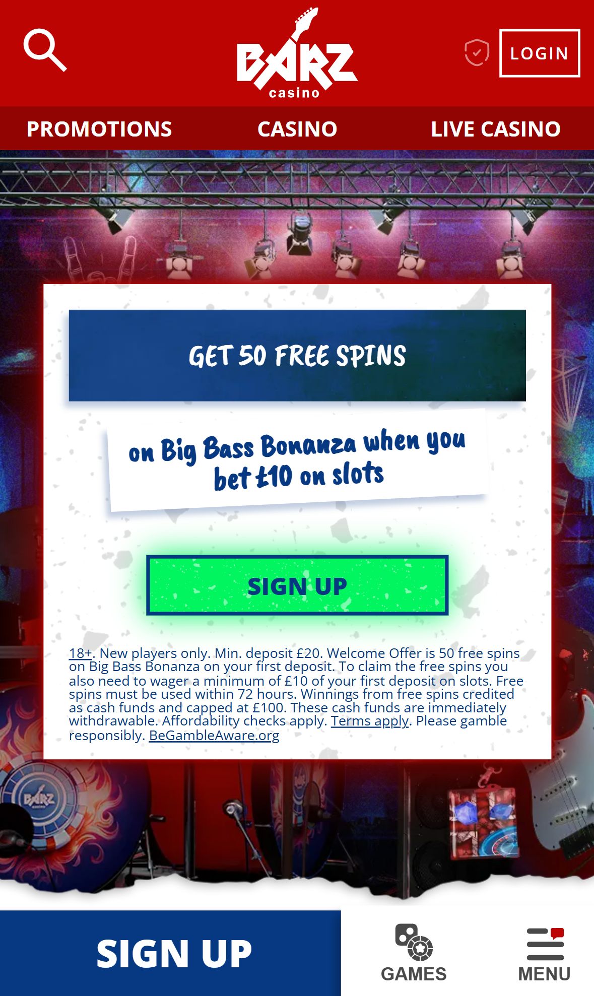 Barz — Homepage (Mobile)