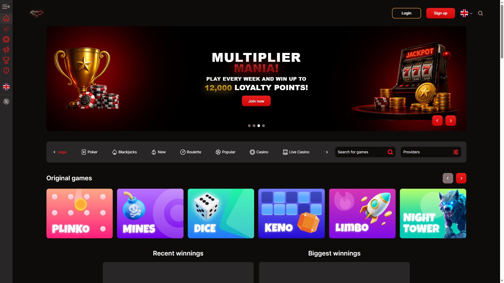 Batcasino — Homepage (Desktop)