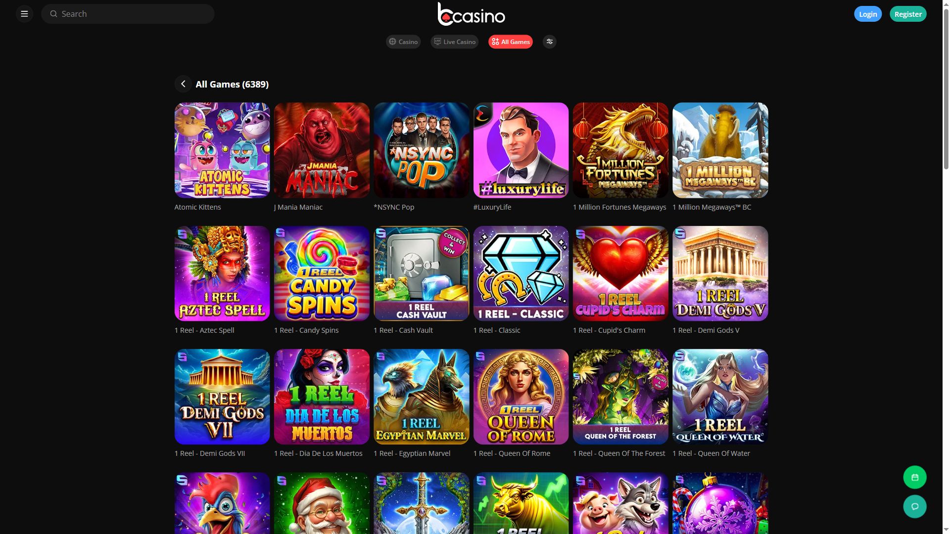bCasino — Lobby (Desktop)