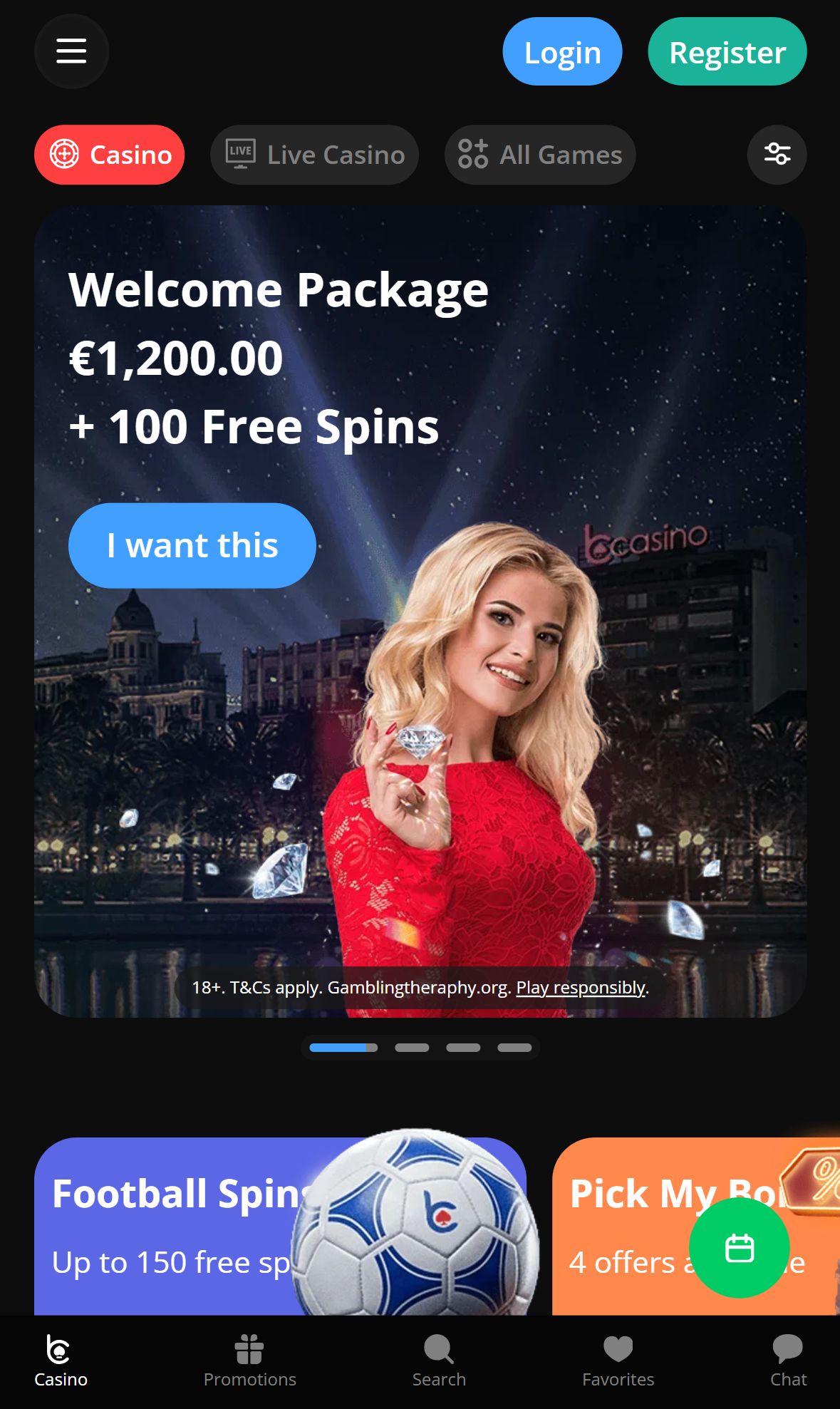 bCasino — Homepage (Mobile)