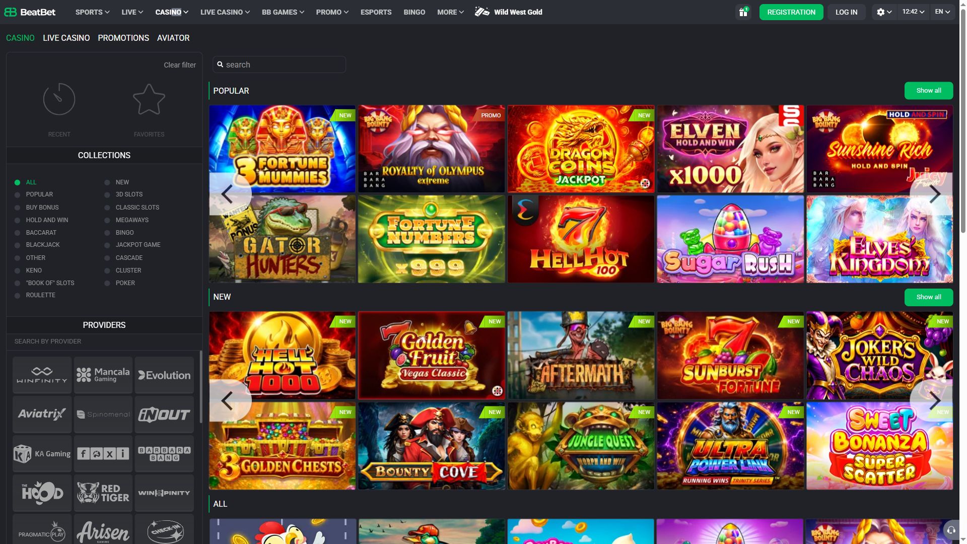 Beatbet — Lobby (Desktop)