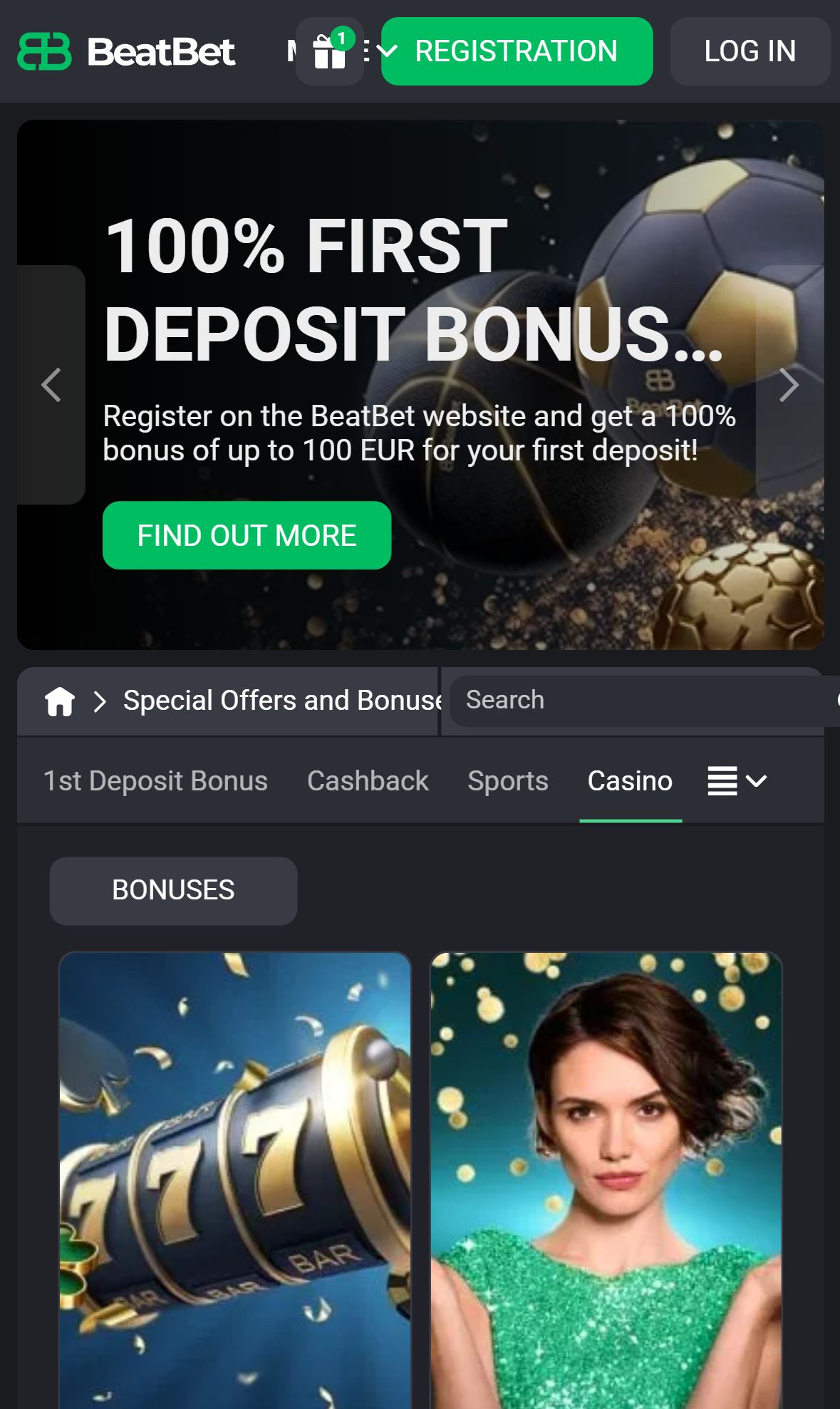 Beatbet — Homepage (Mobile)