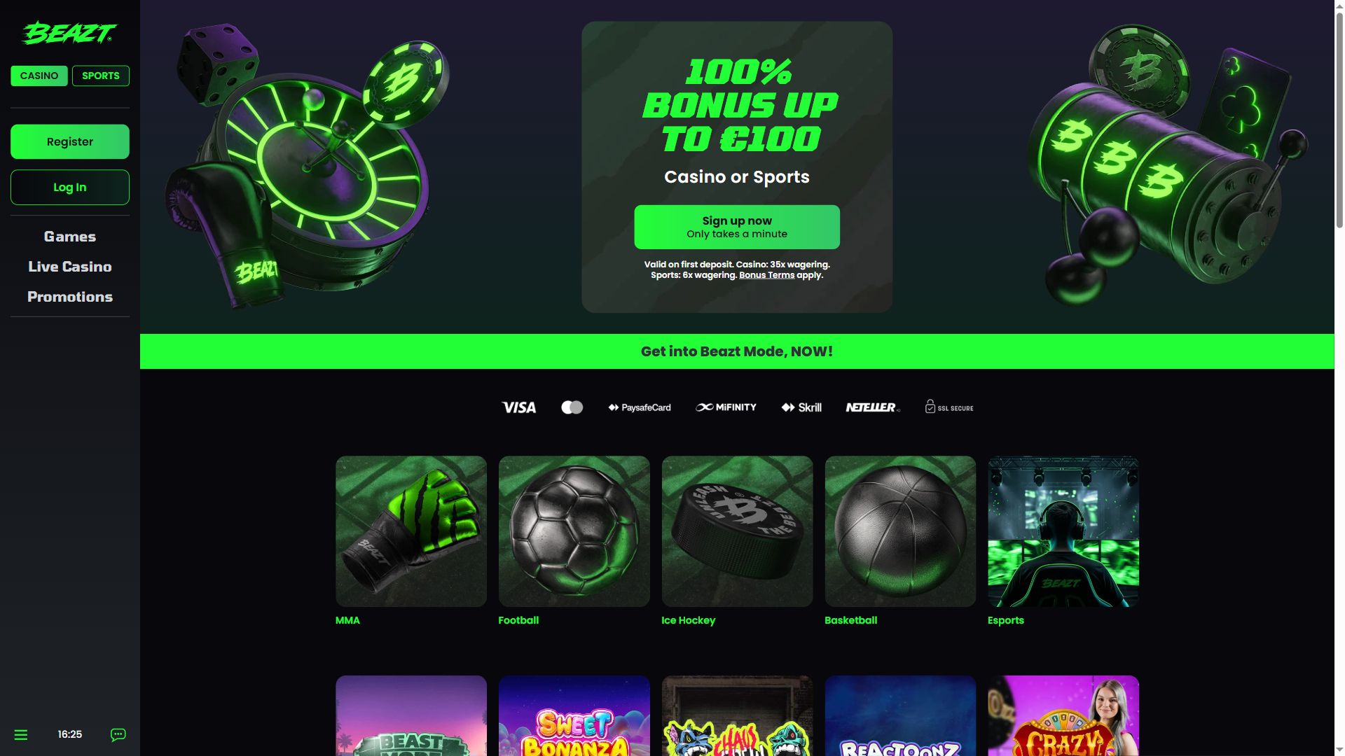 Beazt — Homepage (Desktop)