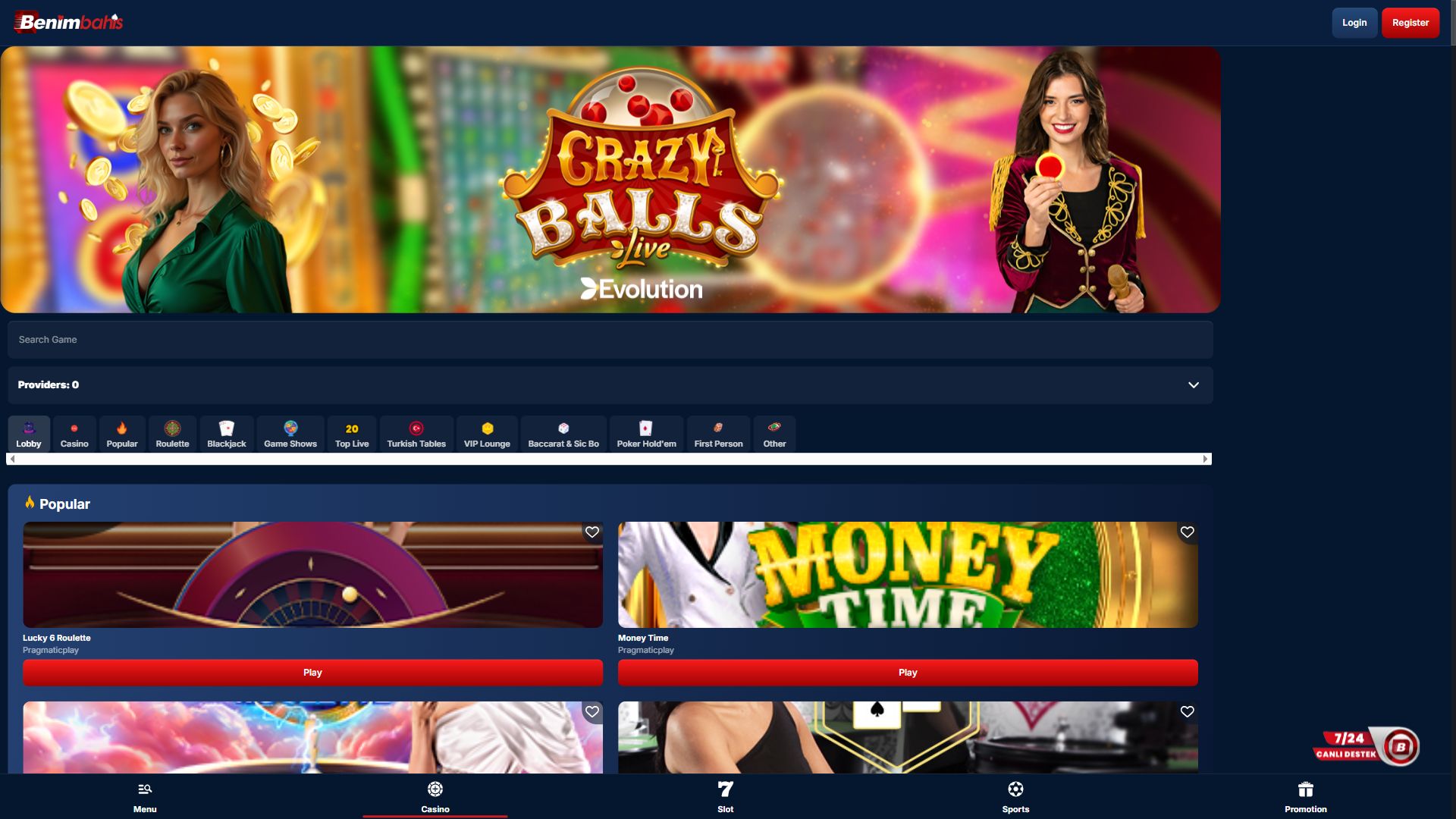 Benimbahis — Lobby (Desktop)
