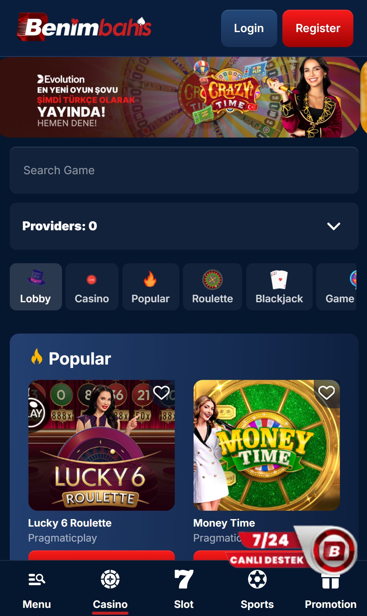 Benimbahis — Lobby (Mobile)