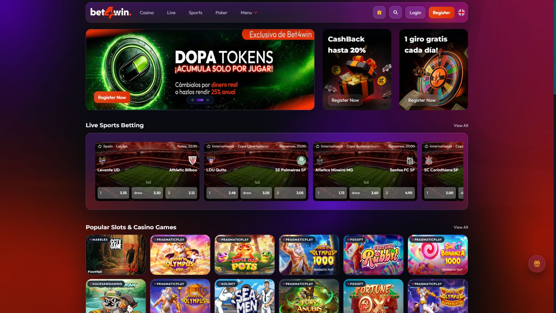Bet 4Win — Homepage (Desktop)