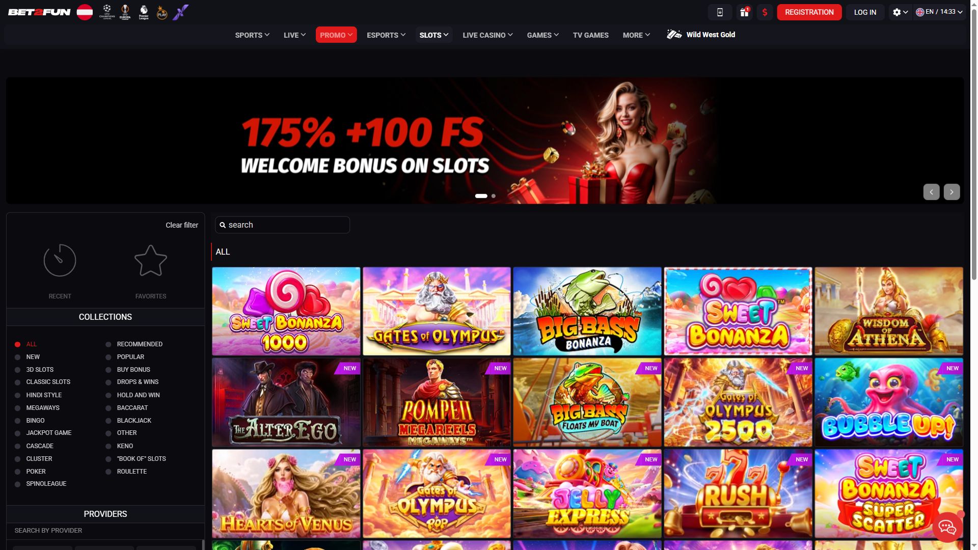 BET2FUN — Lobby (Desktop)