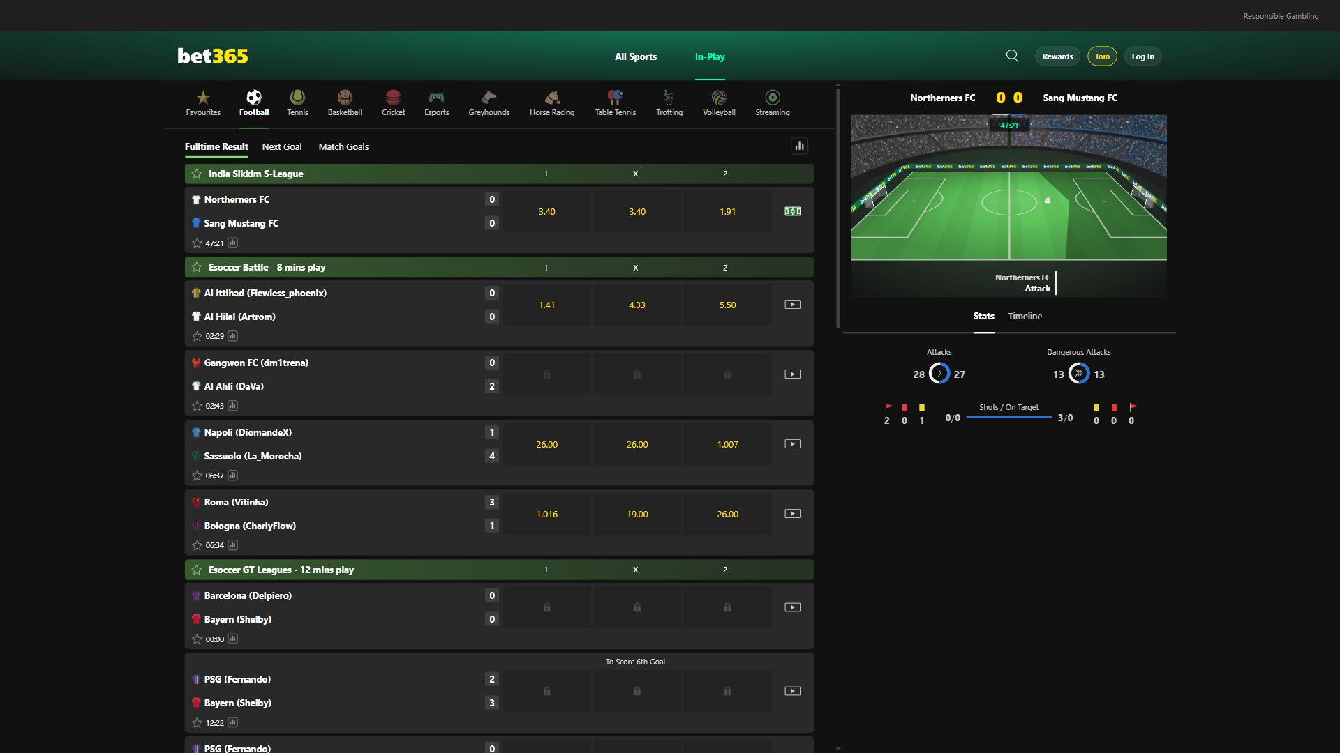 Bet365 — Lobby (Desktop)