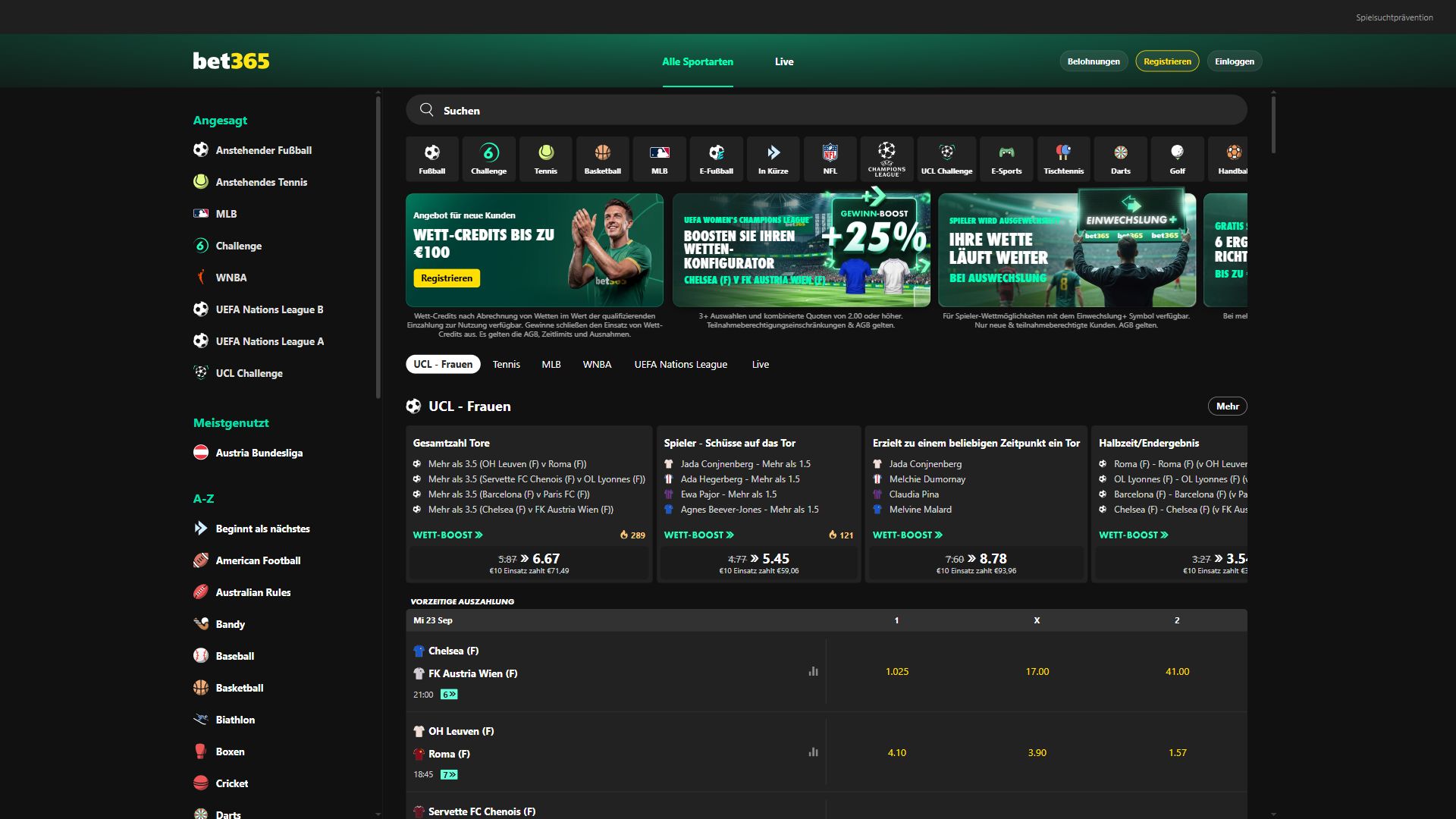 Bet365 — Startseite (Desktop)