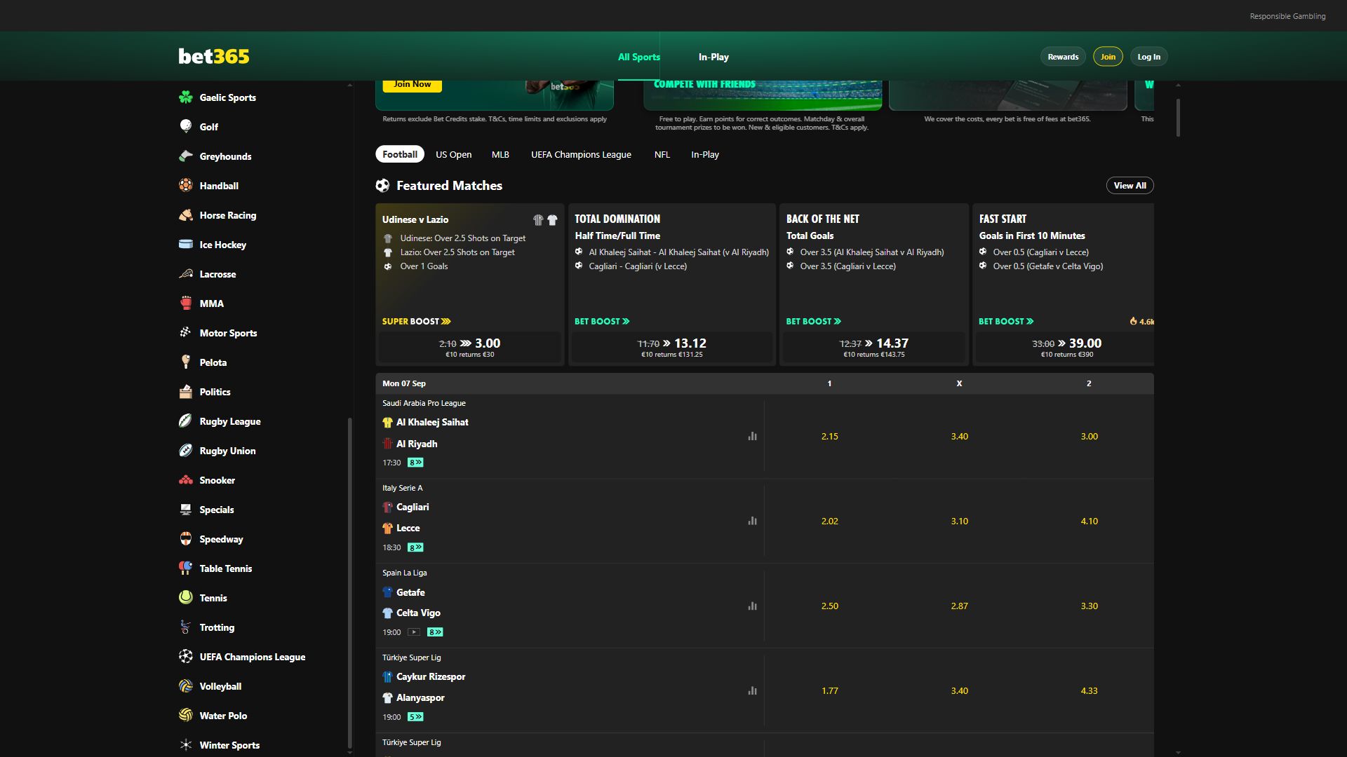 Bet365 — Homepage (Desktop)