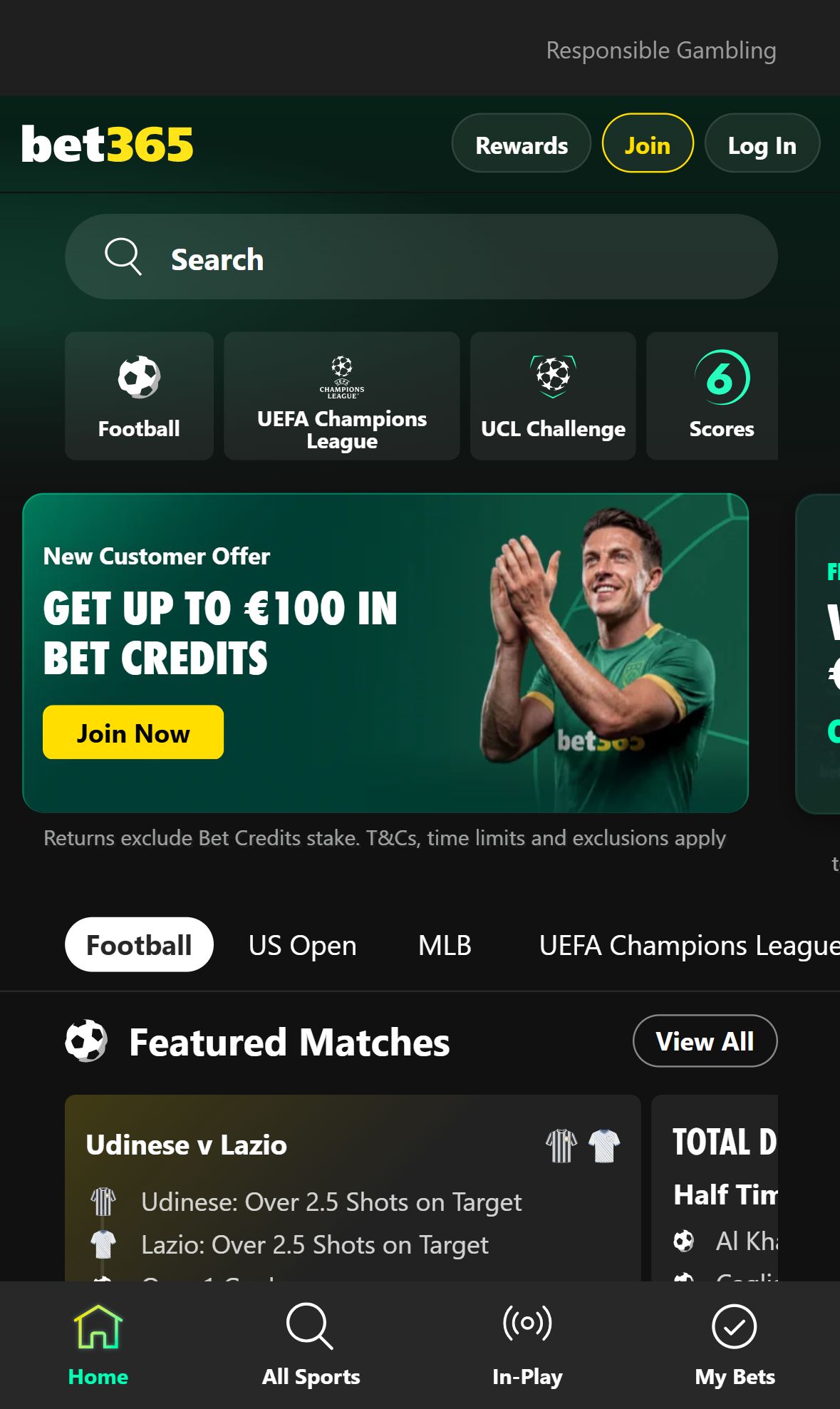 Bet365 — Homepage (Mobile)