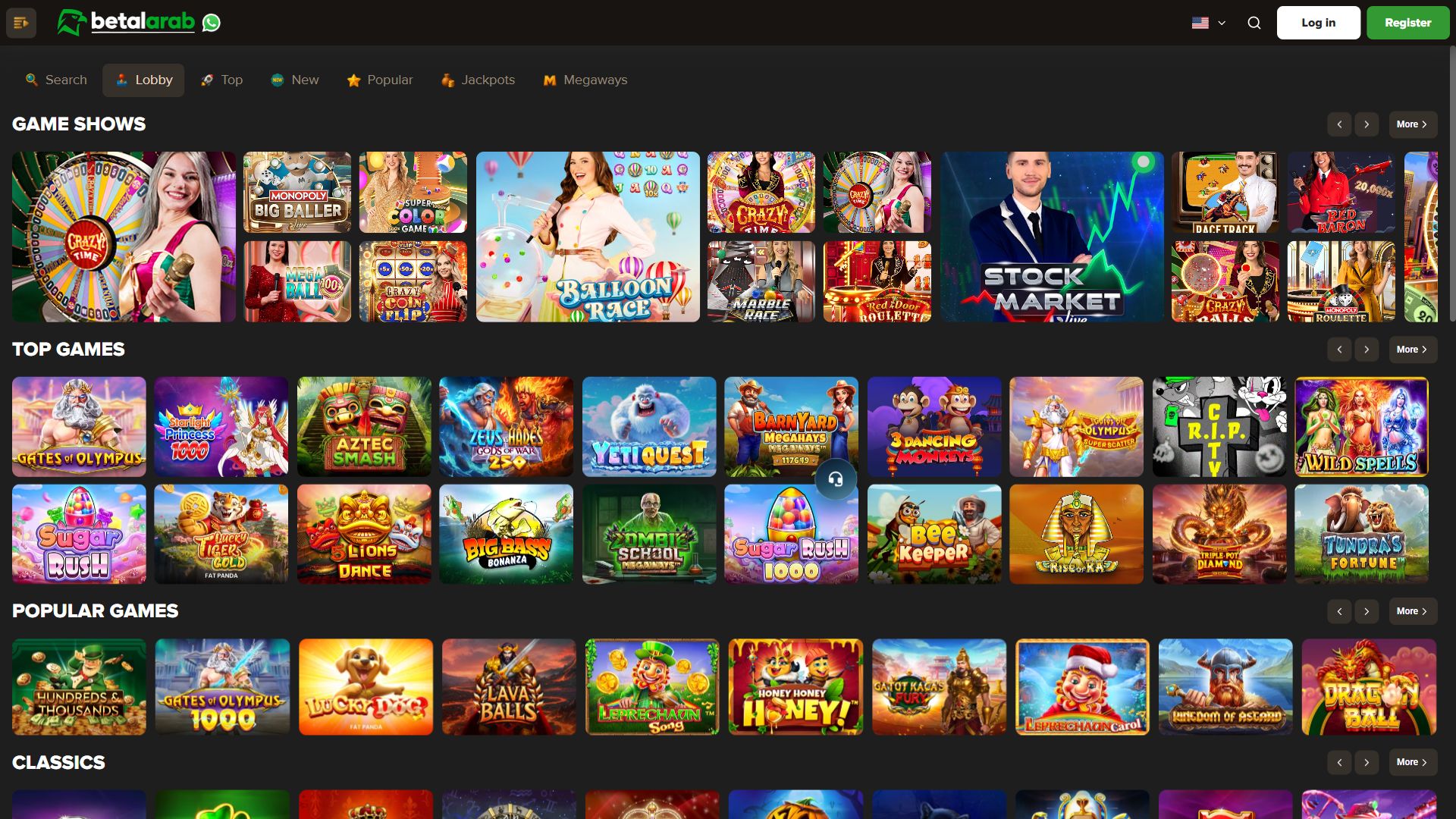 Betalarab — Lobby (Desktop)