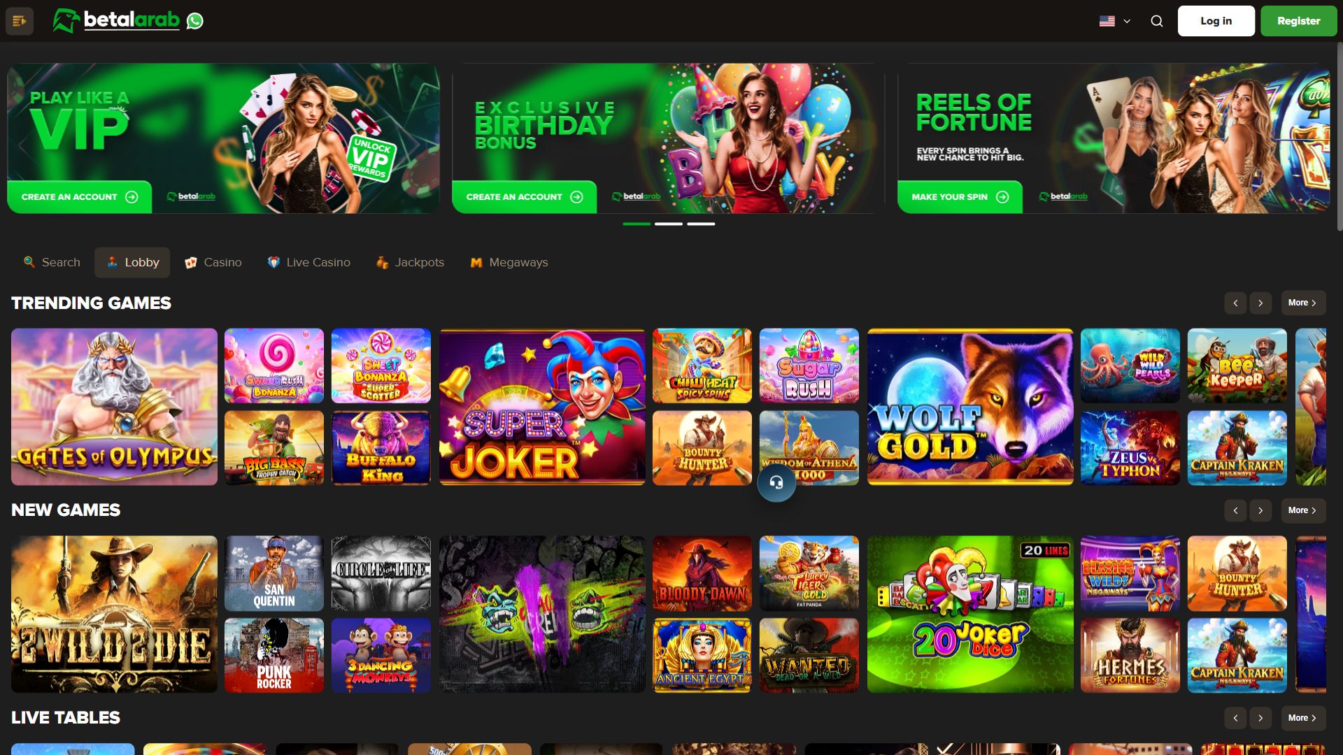 Betalarab — Homepage (Desktop)