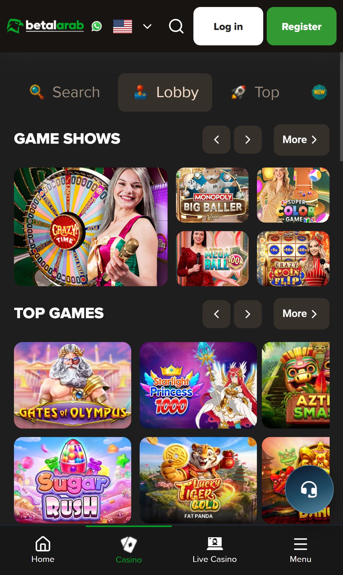 Betalarab — Lobby (Mobile)