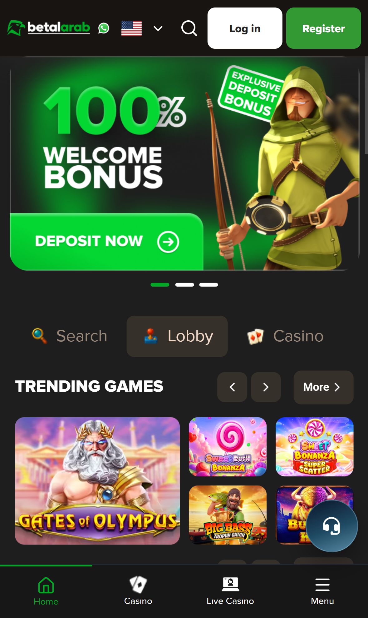 Betalarab — Homepage (Mobile)