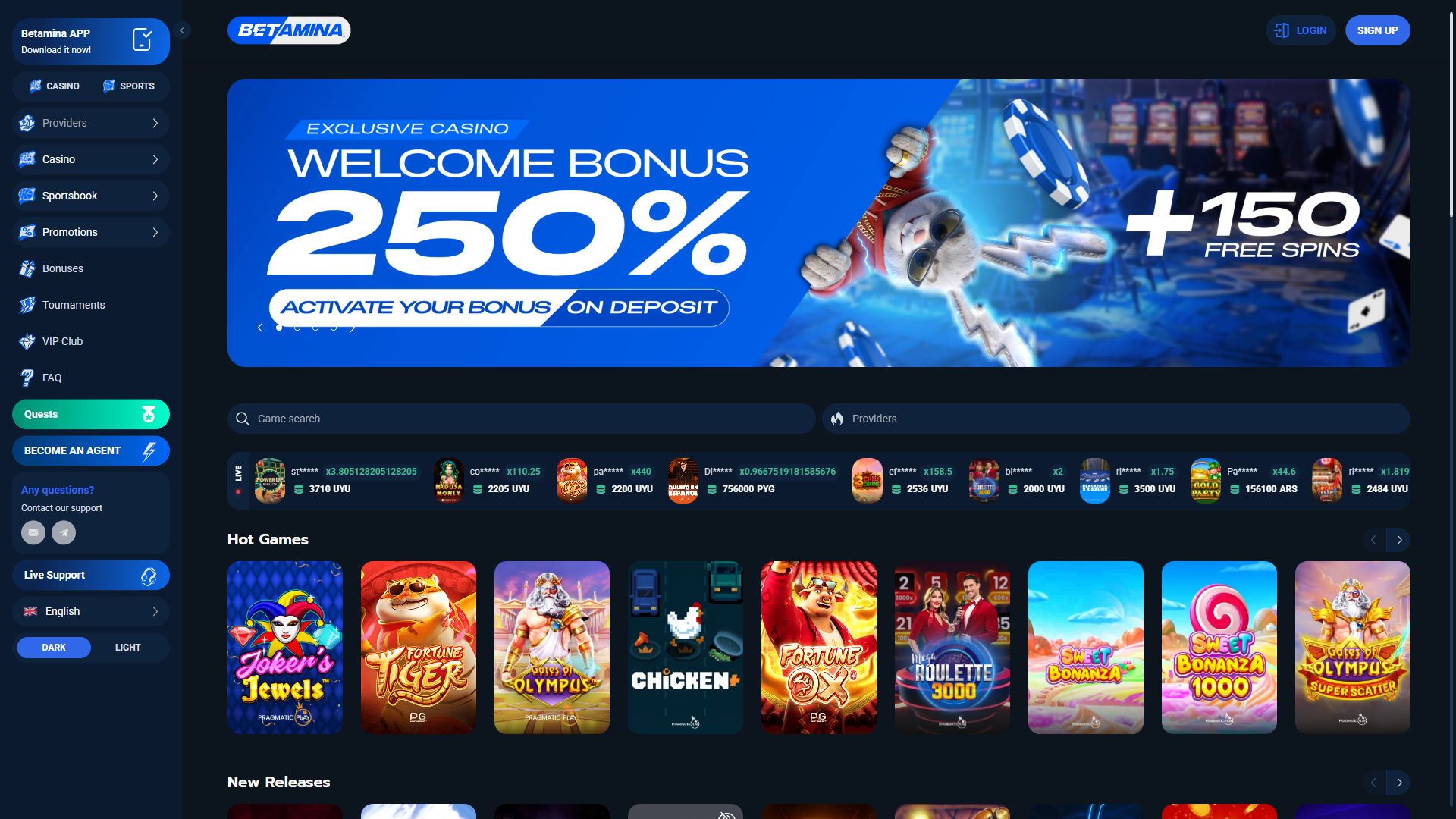 Betamina — Homepage (Desktop)
