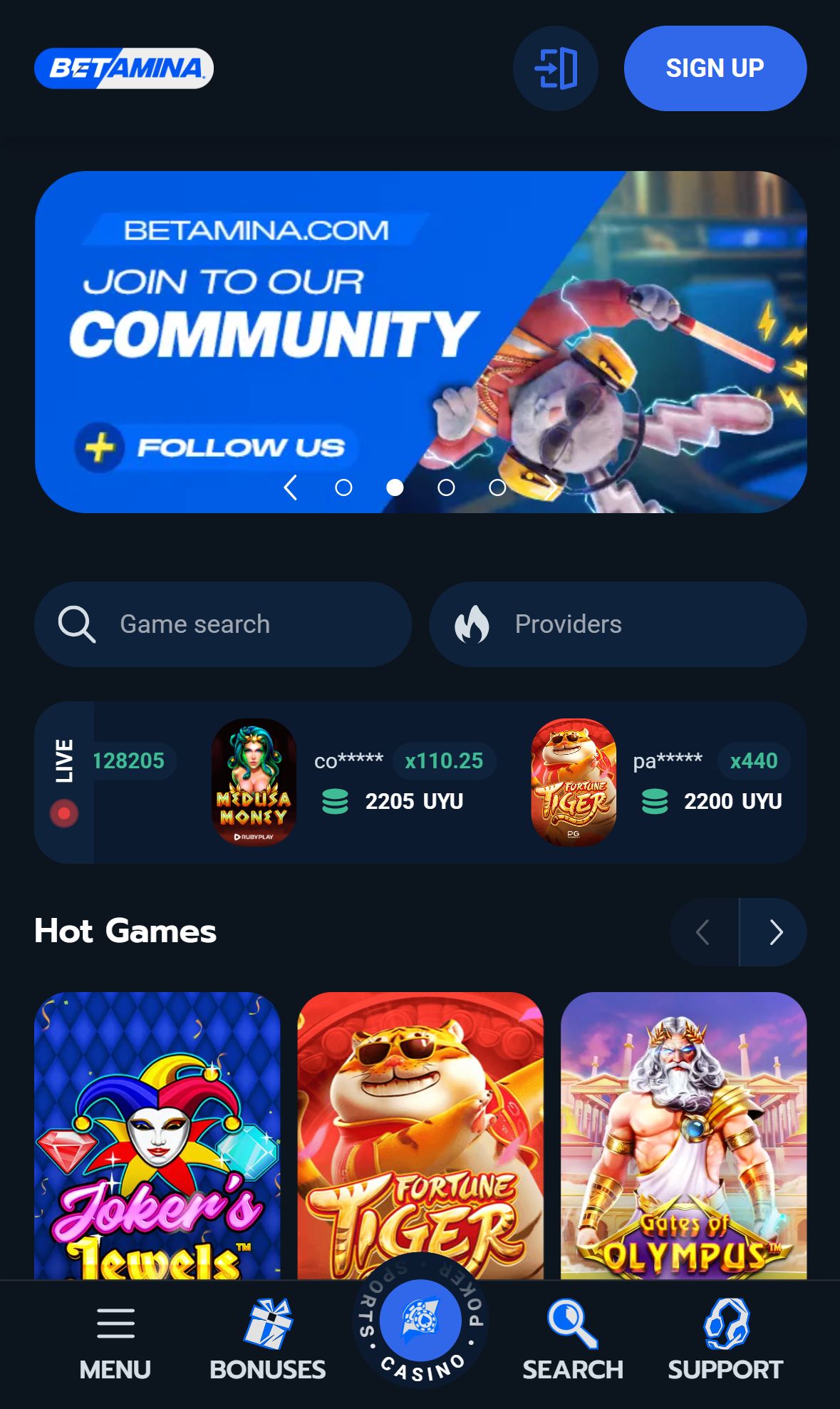 Betamina — Homepage (Mobile)
