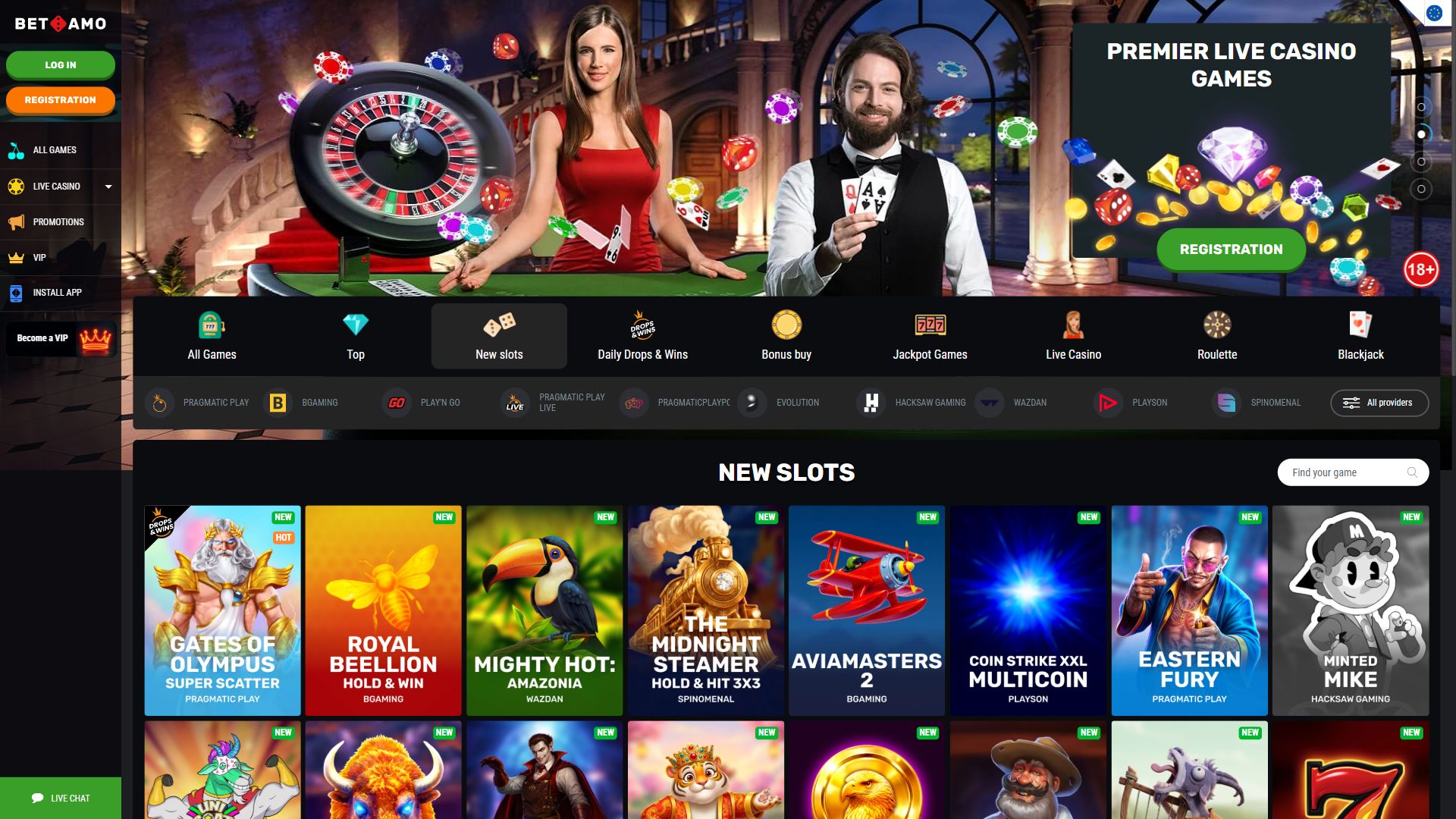 Betamo — Lobby (Desktop)