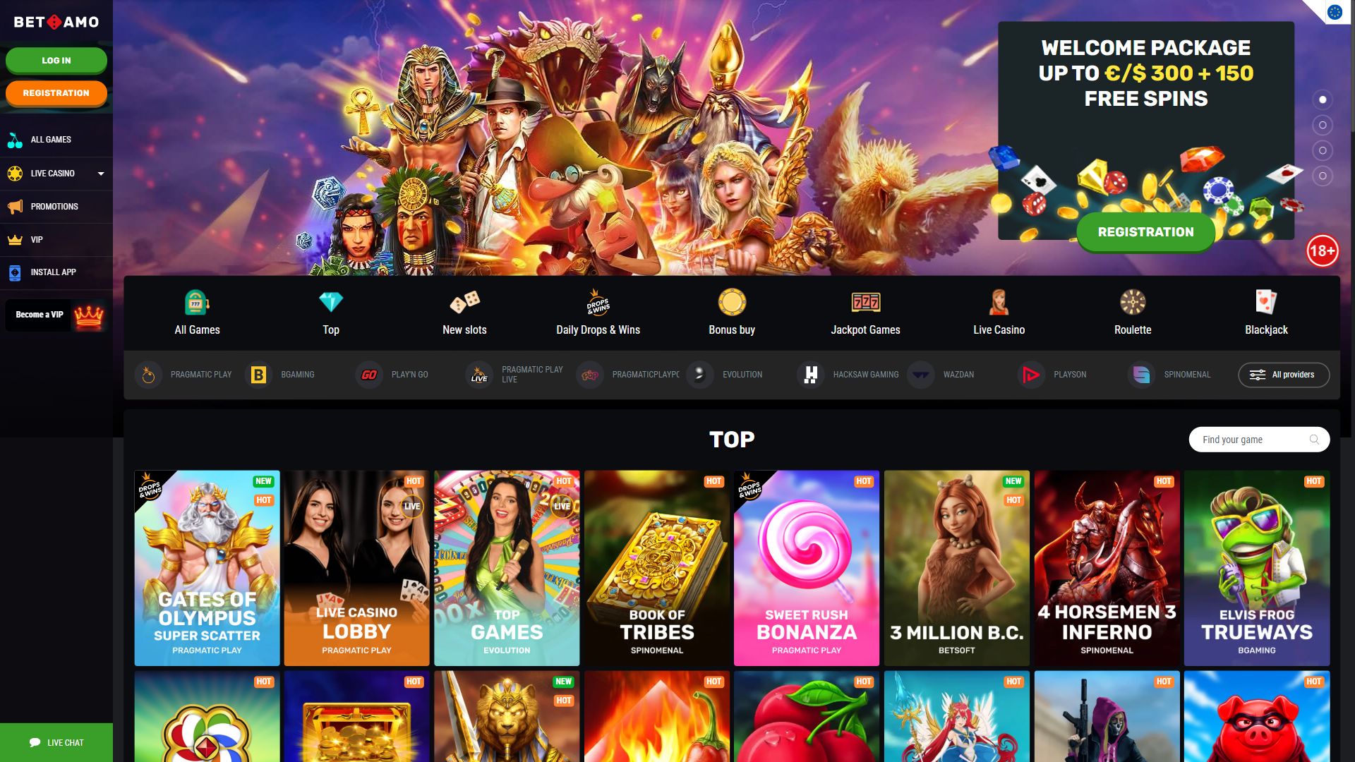 Betamo — Homepage (Desktop)