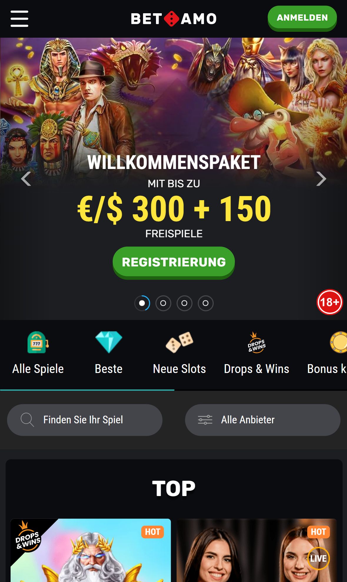 Betamo — Startseite (Mobil)