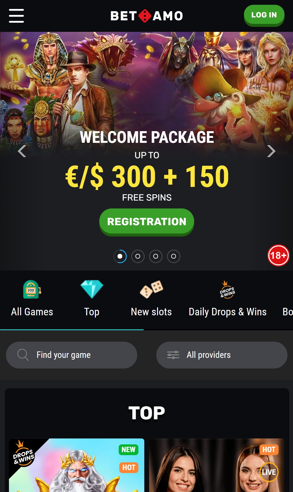 Betamo — Homepage (Mobile)