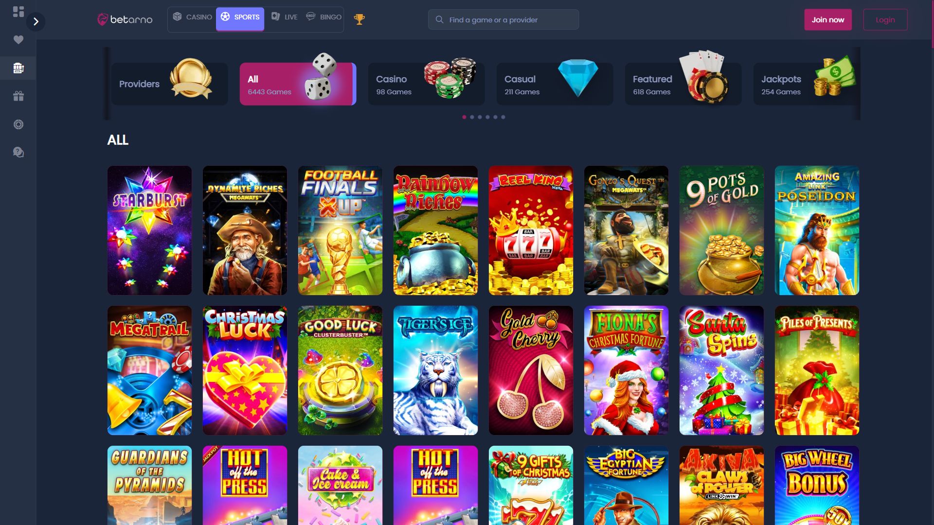 Betarno — Lobby (Desktop)