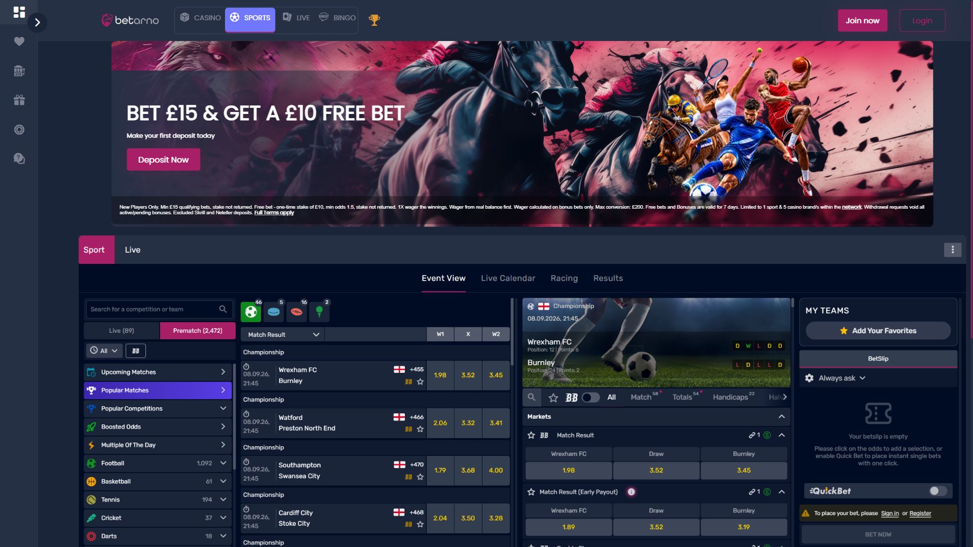 Betarno — Homepage (Desktop)
