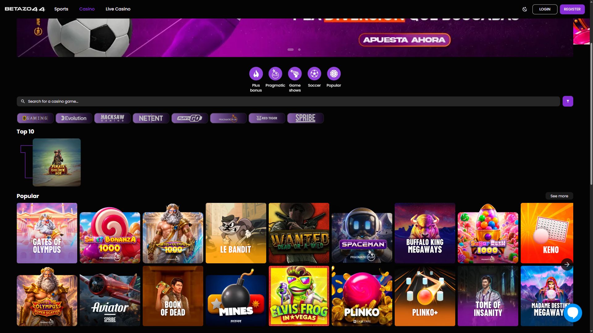 Betazo44 — Lobby (Desktop)