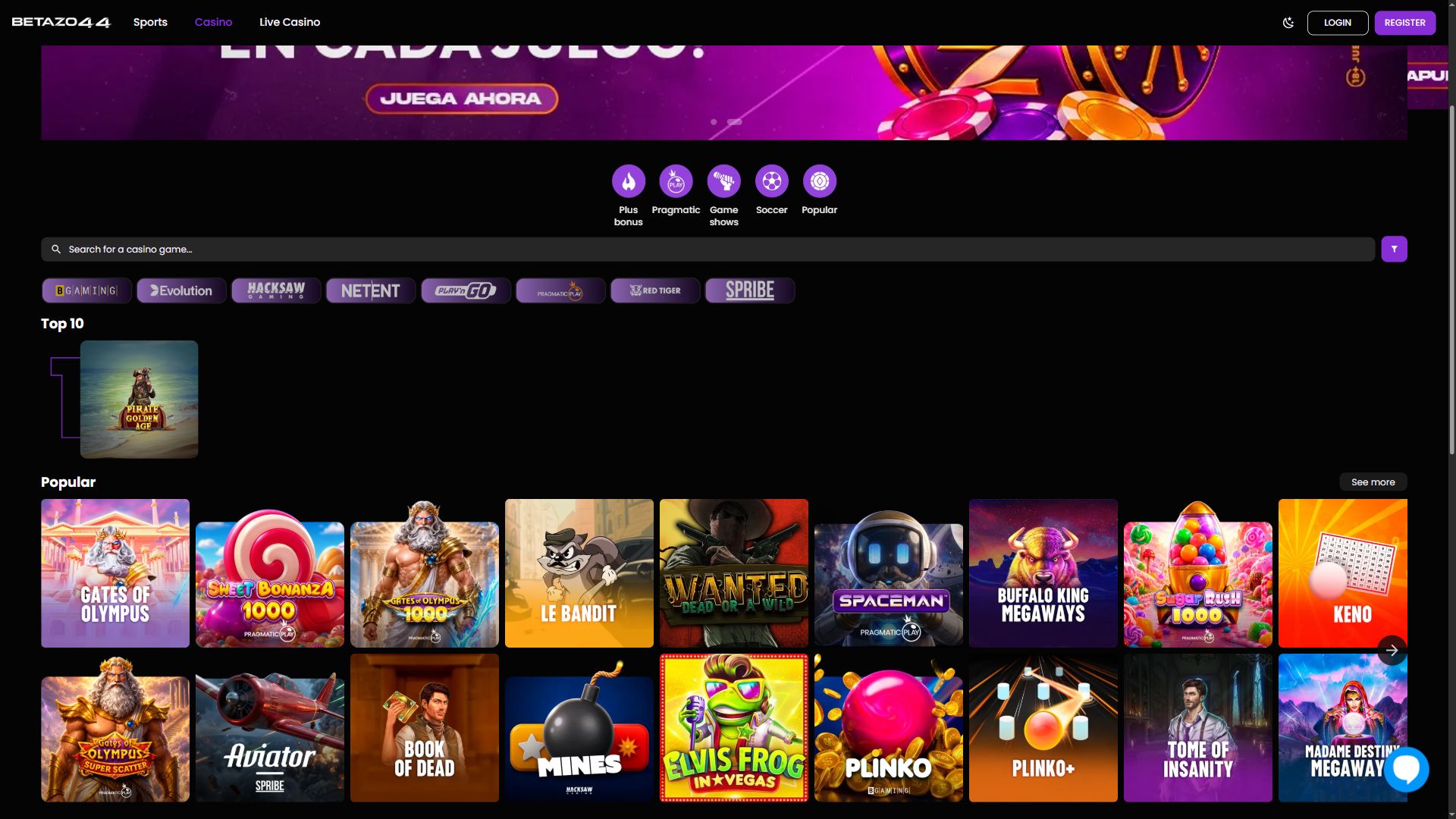 Betazo44 — Homepage (Desktop)