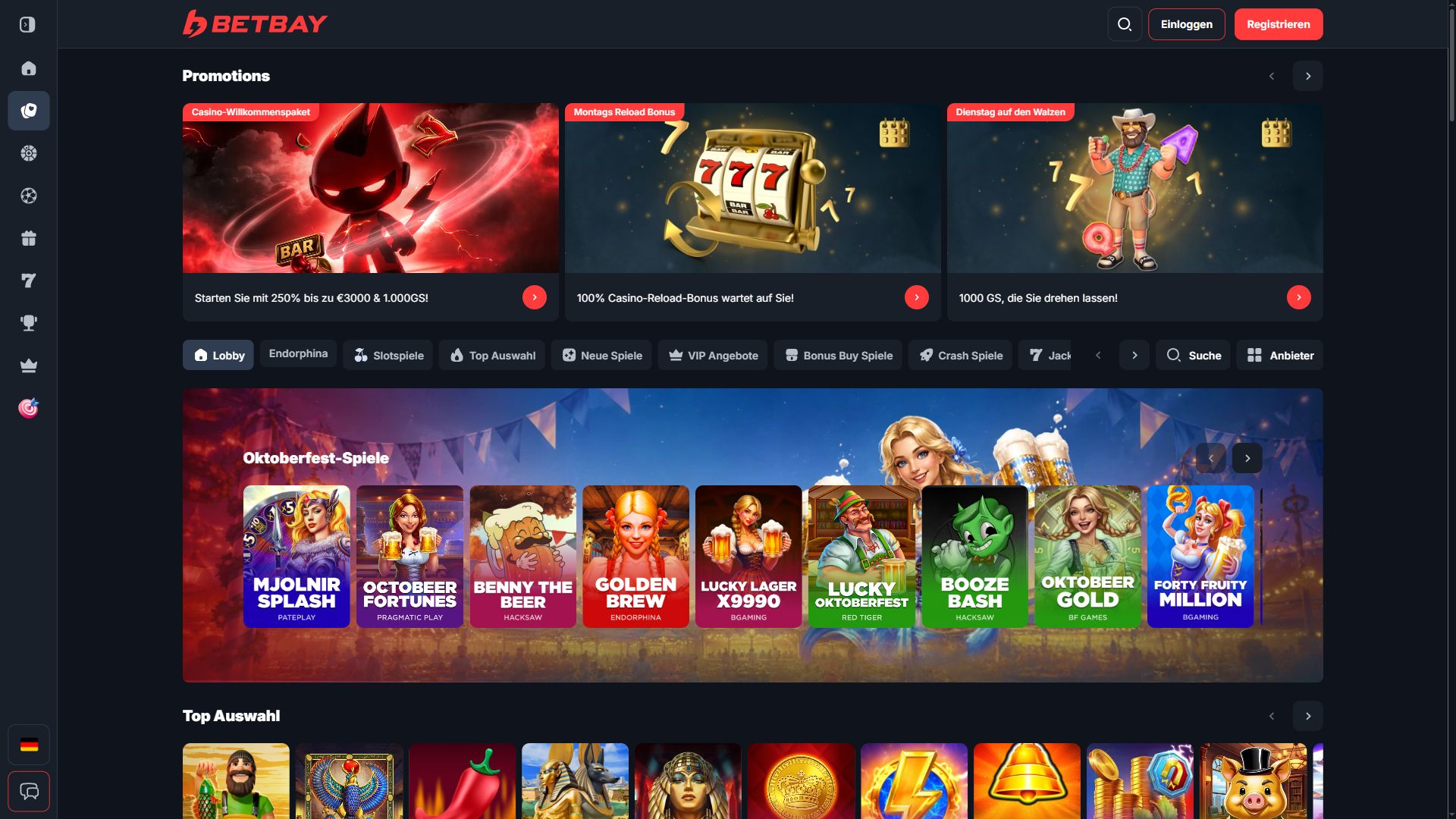 Betbay — Lobby (Desktop)